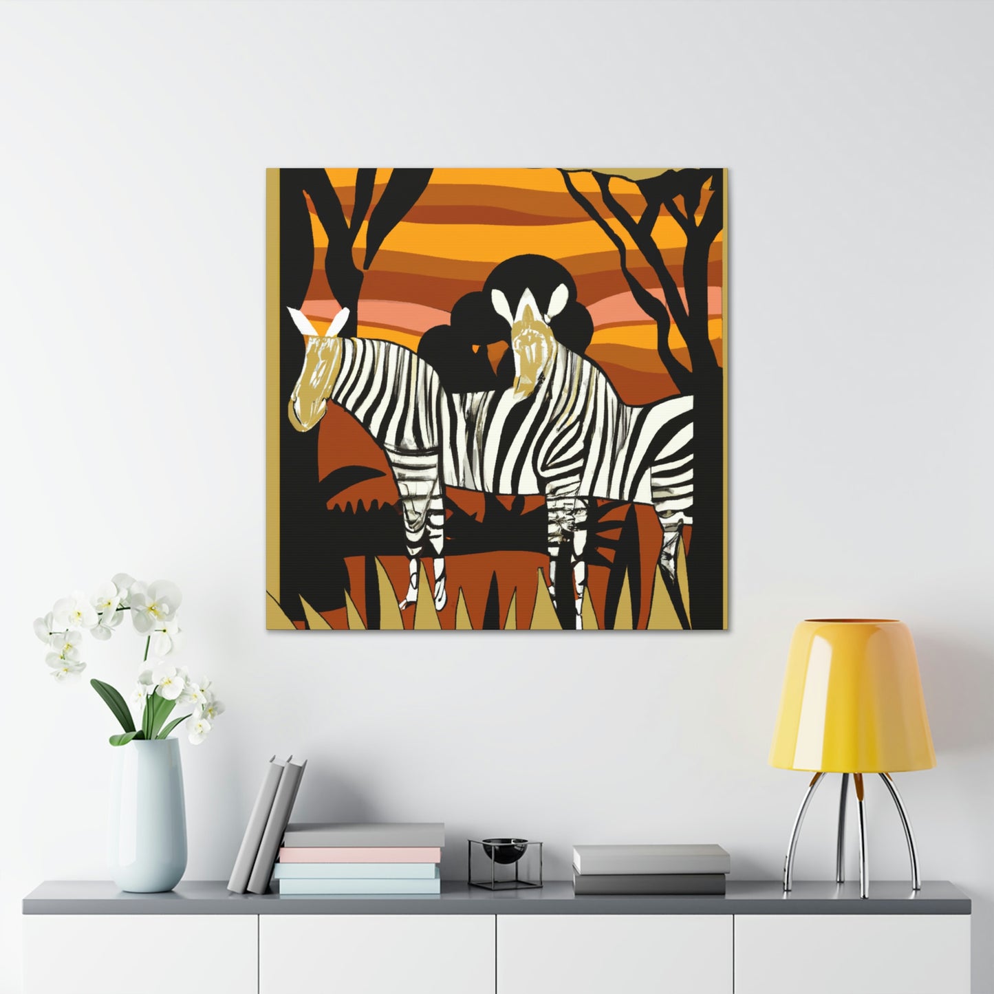 "Zebra in Moonlight Glaze" - Canvas