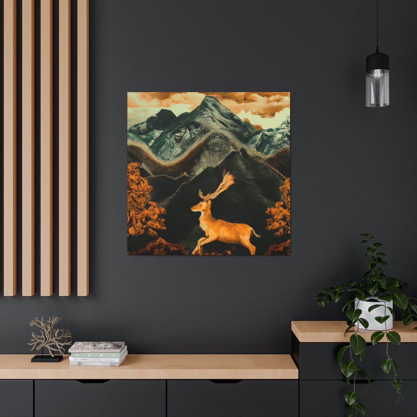 Deer in a Garden - Canvas