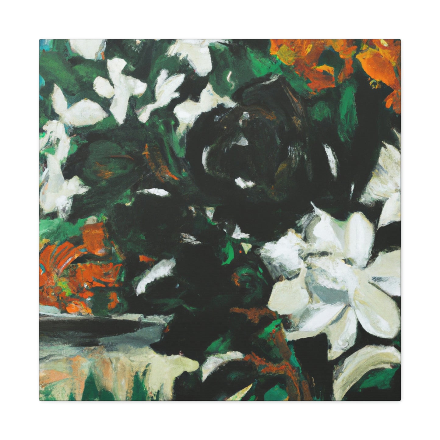 Gardenia's Expressionist Bloom - Canvas