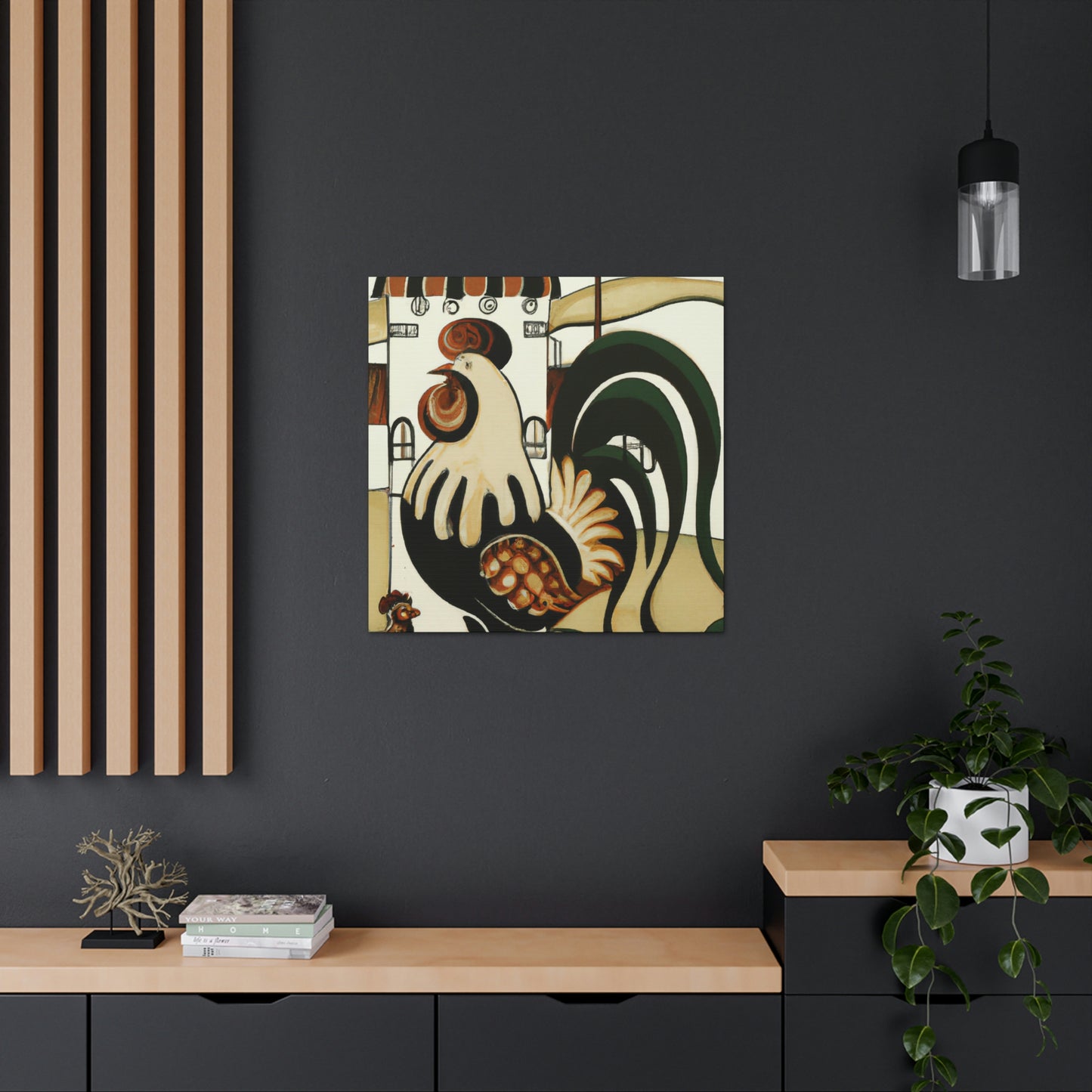 "Rooster At Dawn, Art Nouveau" - Canvas