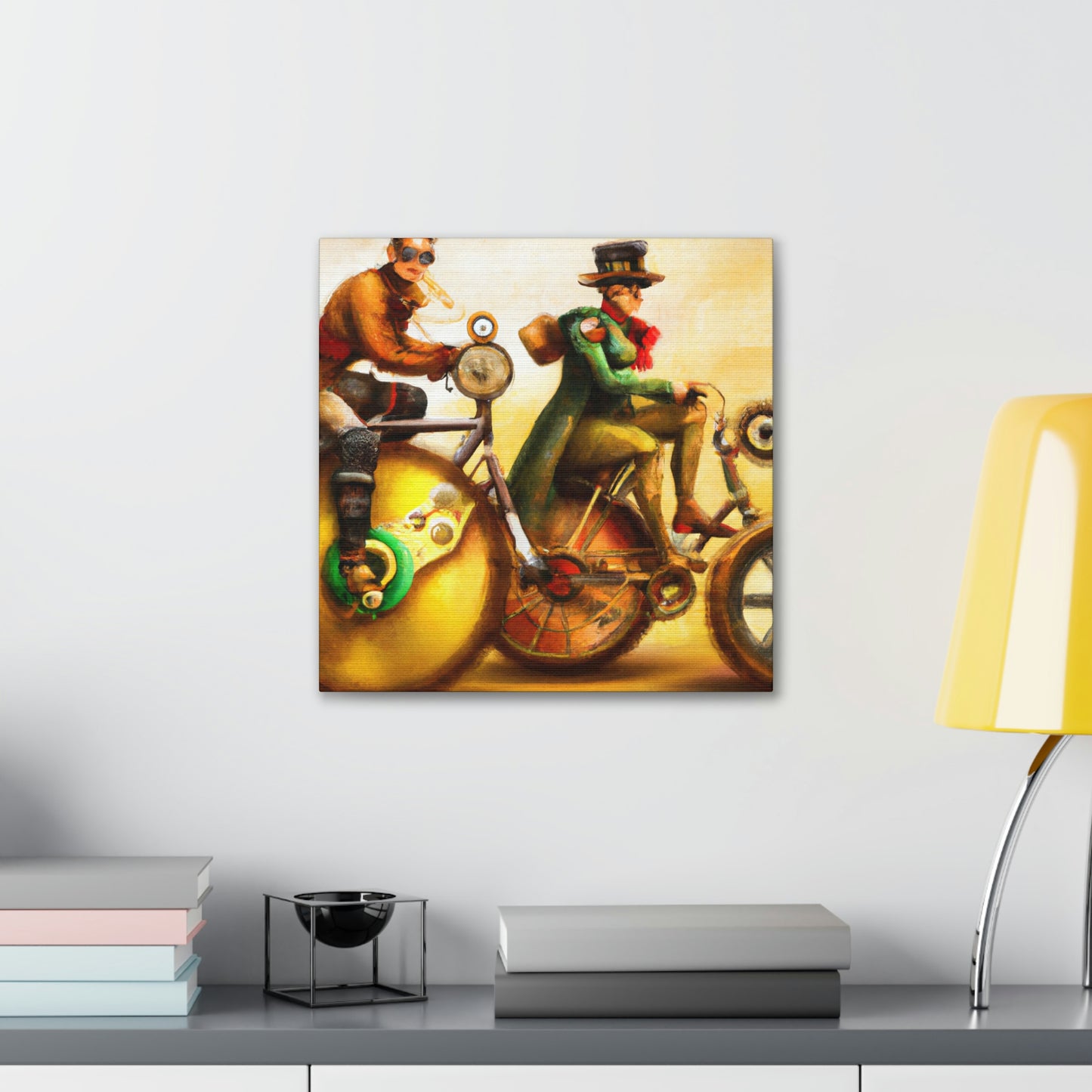 Biking in Steampunkland - Canvas