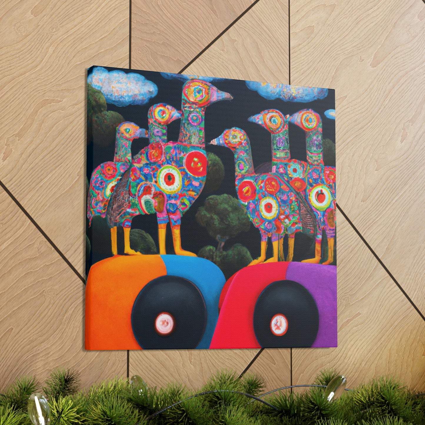 "African Grey Folk Art" - Canvas