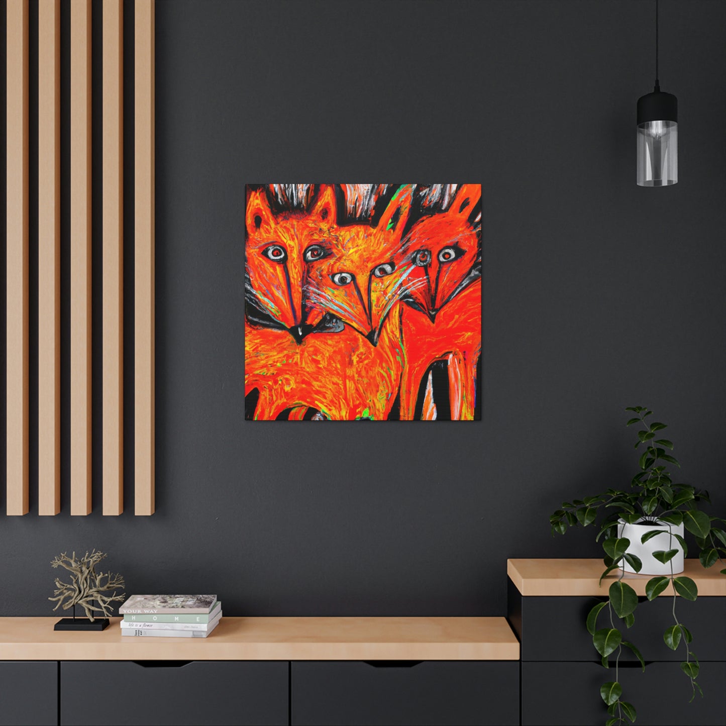 Foxes in Moonlight. - Canvas