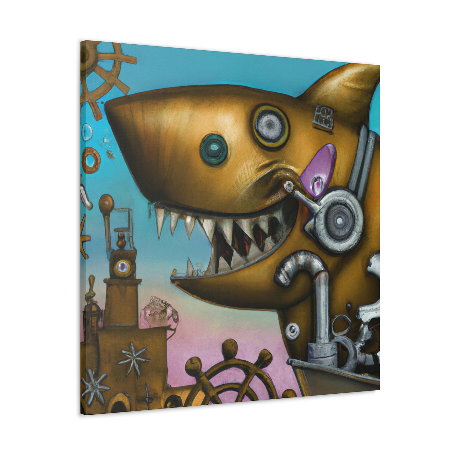 "Shark in Steampunk Goggles" - Canvas