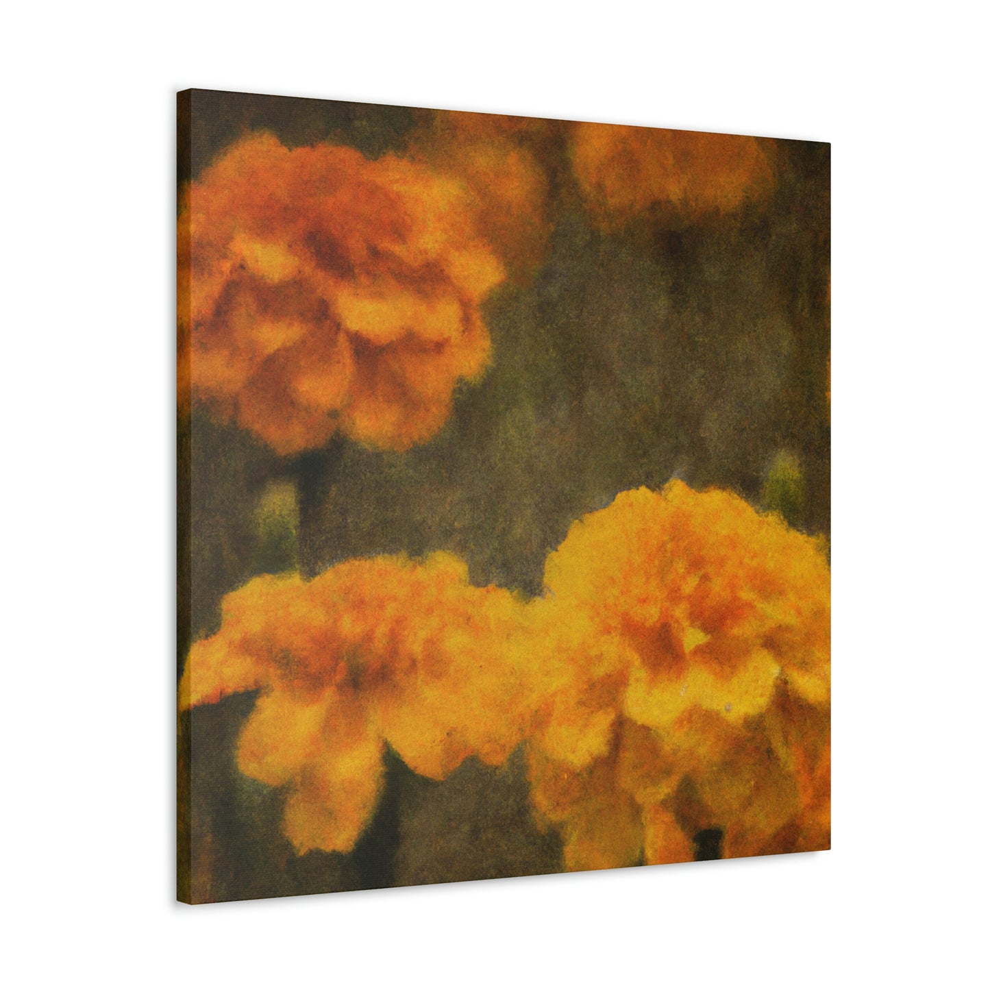 "Marigolds in Digital Embrace" - Canvas