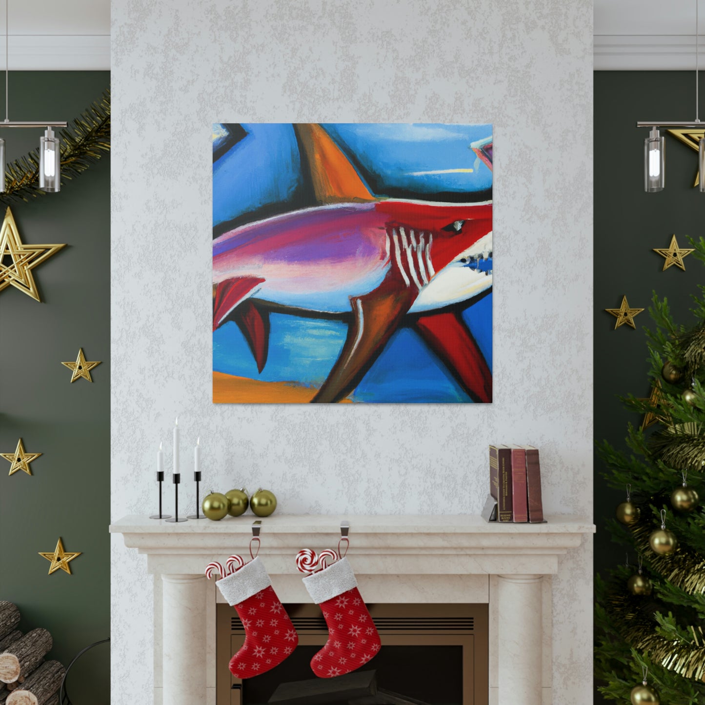 "Fearsome Shark Swimming" - Canvas