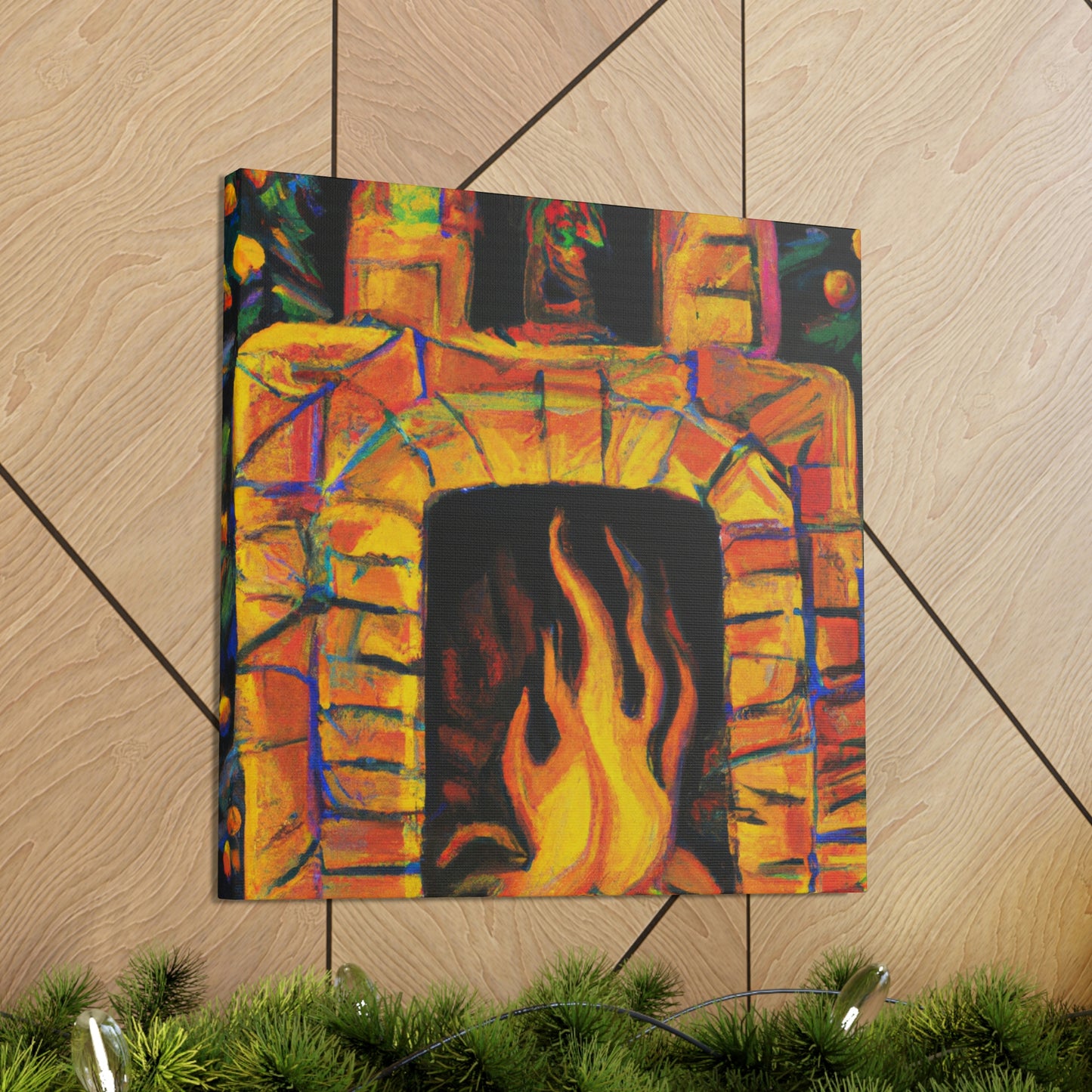 "Flaming Fireplace Flair" - Canvas