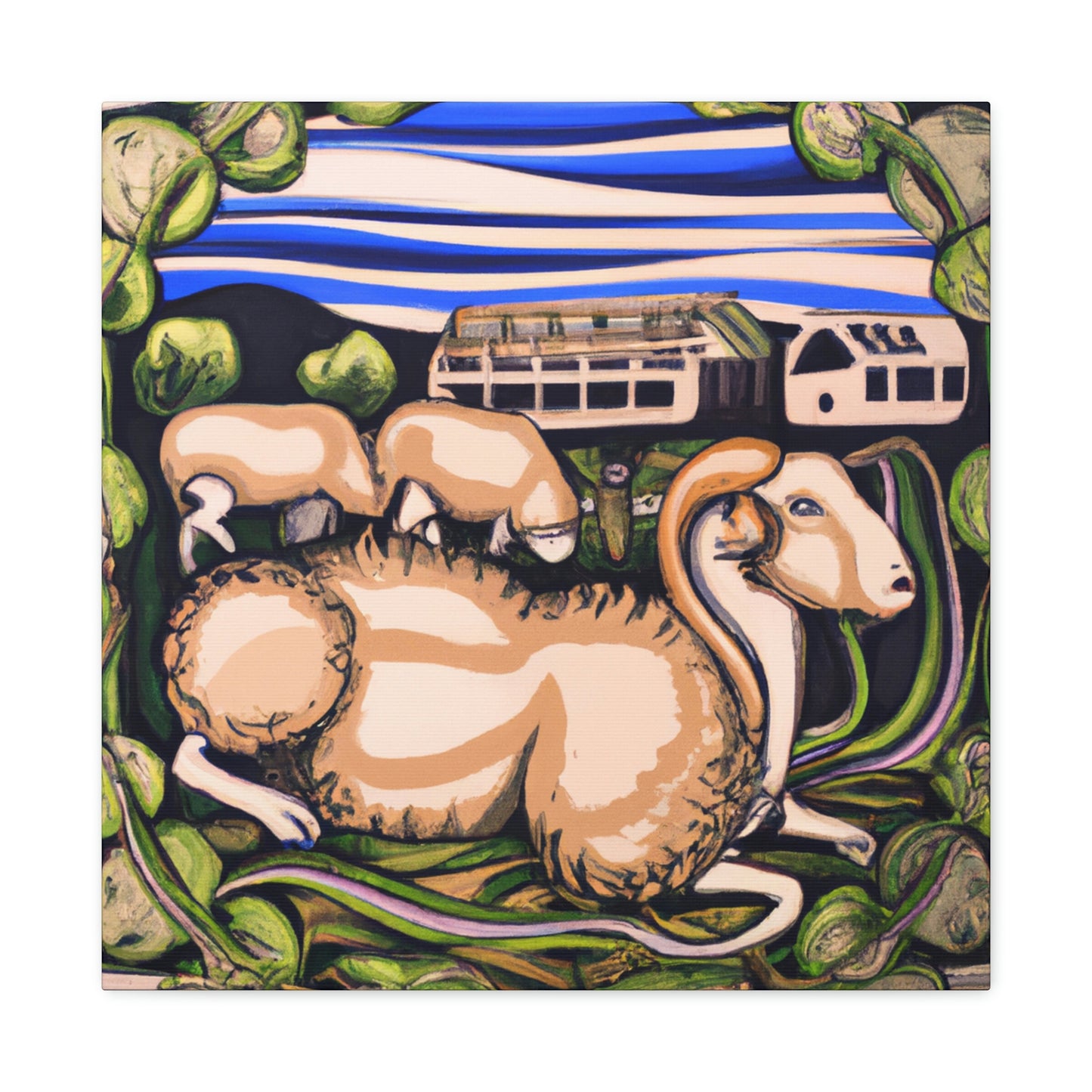 Sheep in Jamunarose - Canvas