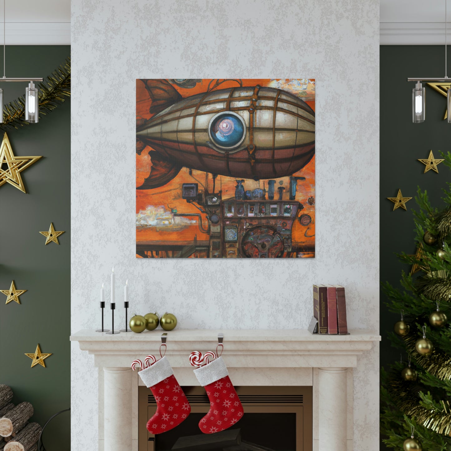 "Steampunk Blimp Descends" - Canvas