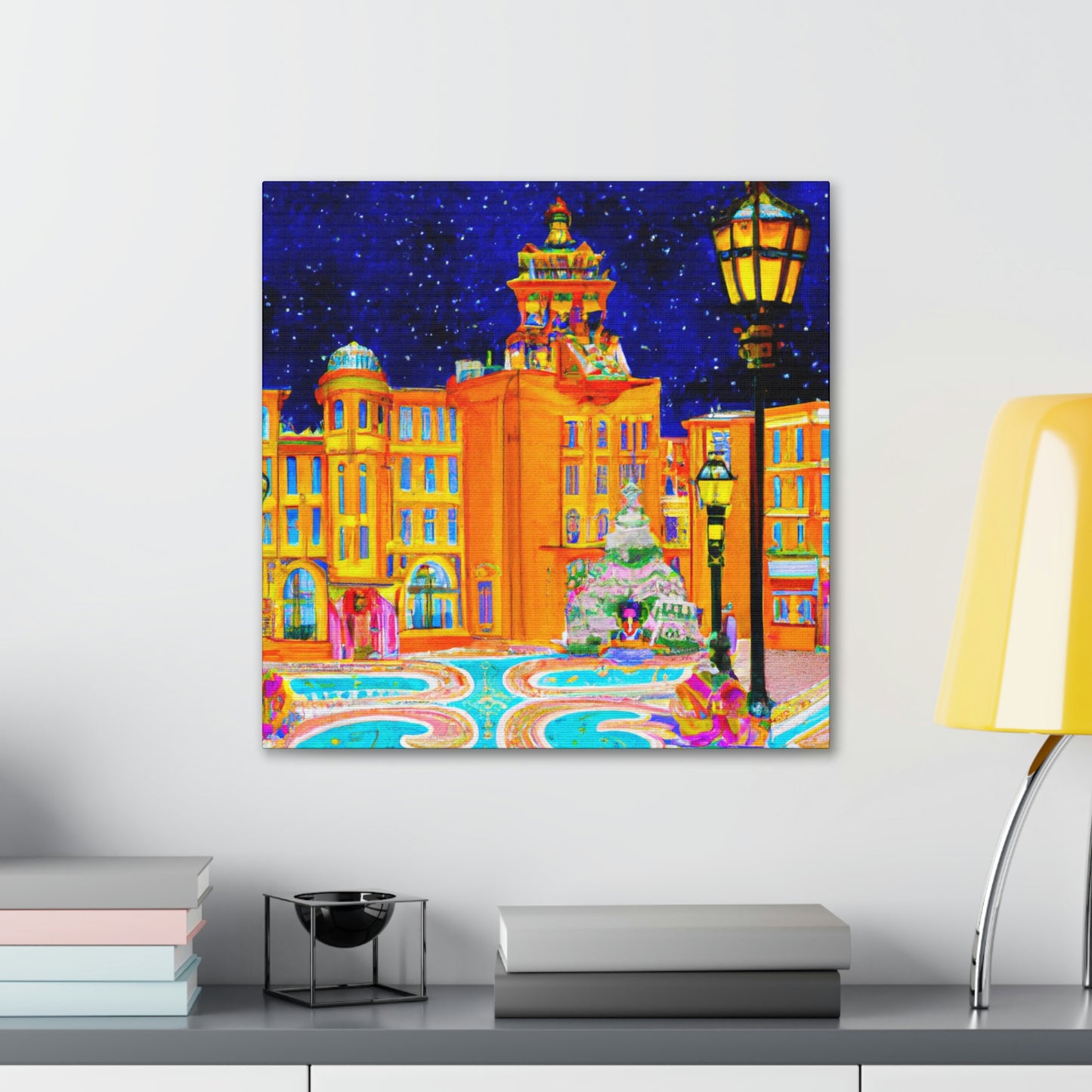 City Square in Moonlight - Canvas