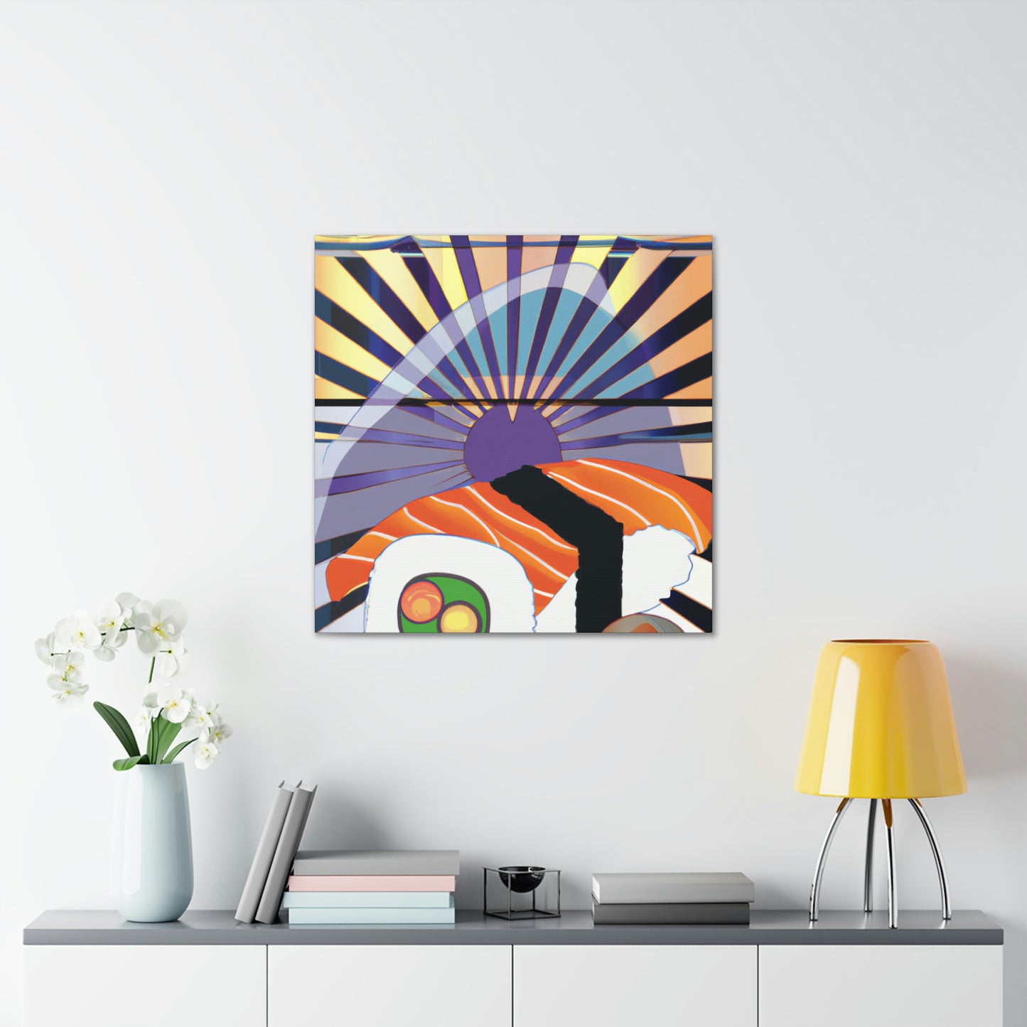 "Lively Deco Sushi Feast" - Canvas