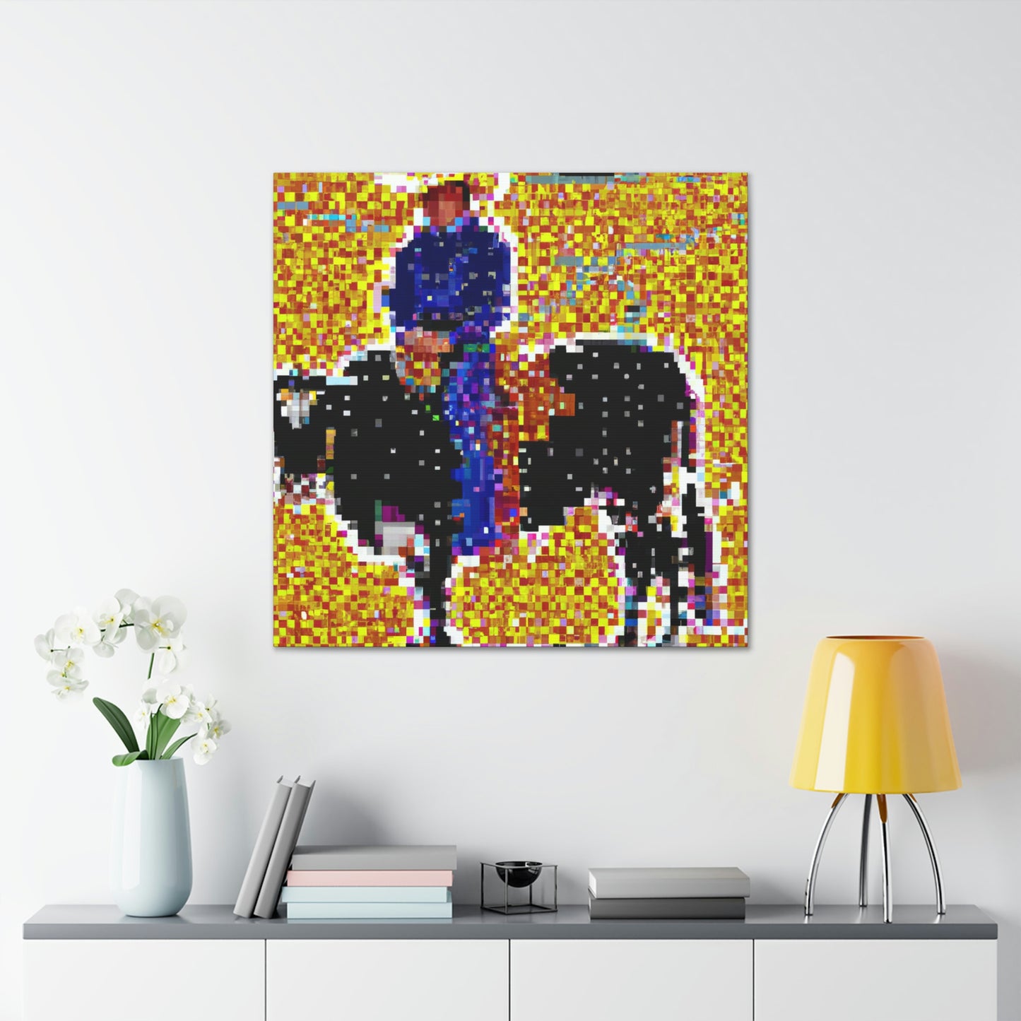 Branding Cattle Pointillism - Canvas