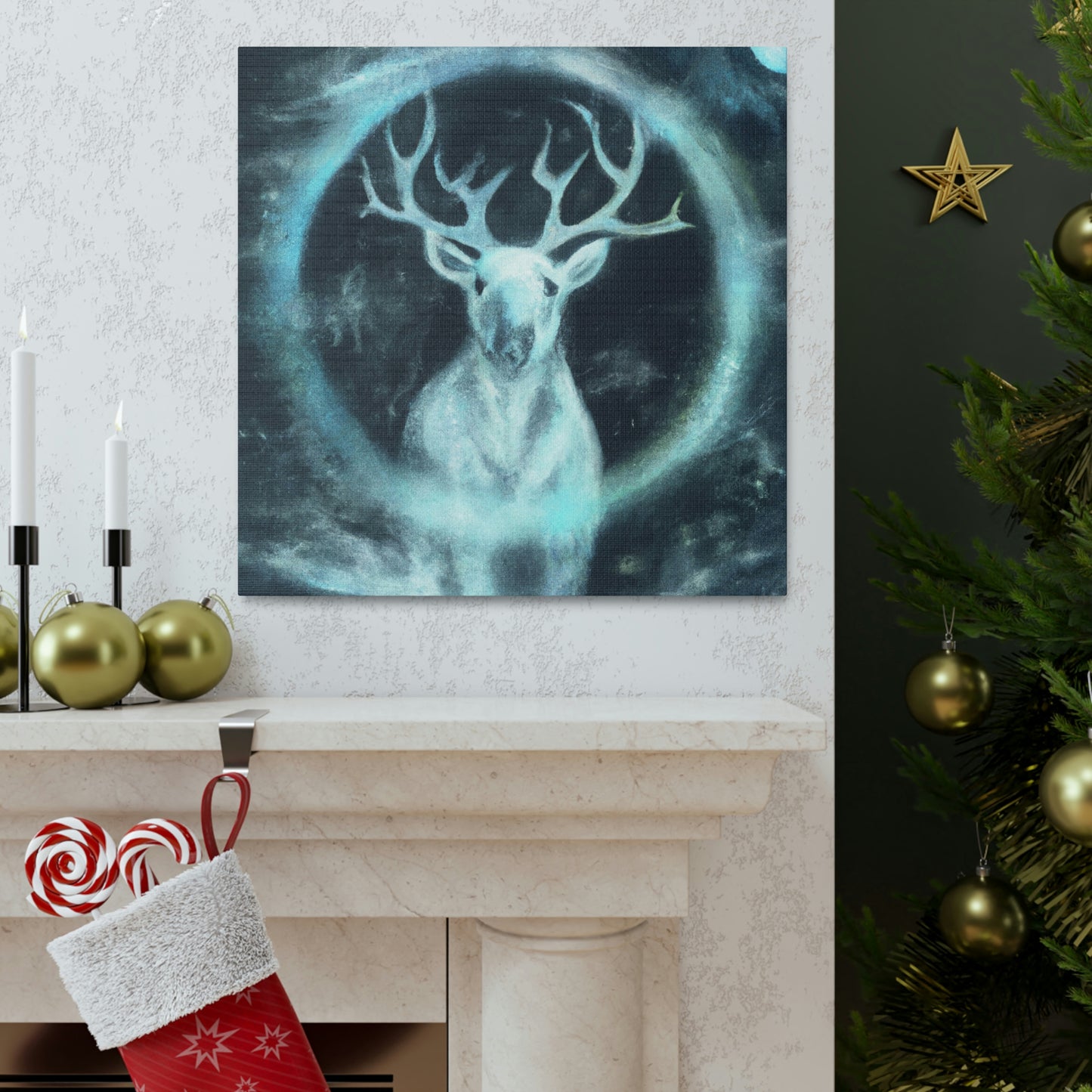 Reindeer in Moonlight - Canvas