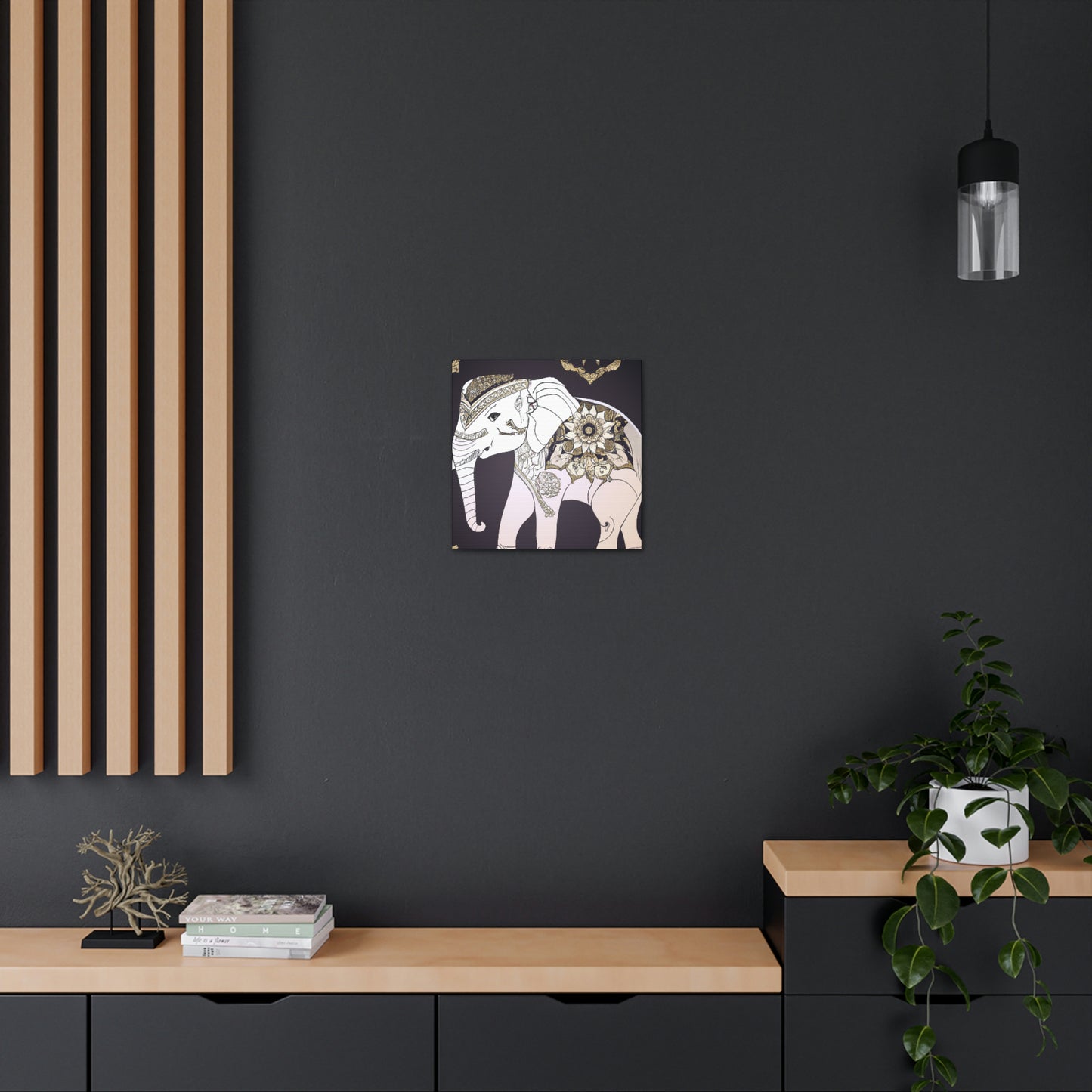 Gilded Indian Elephant. - Canvas