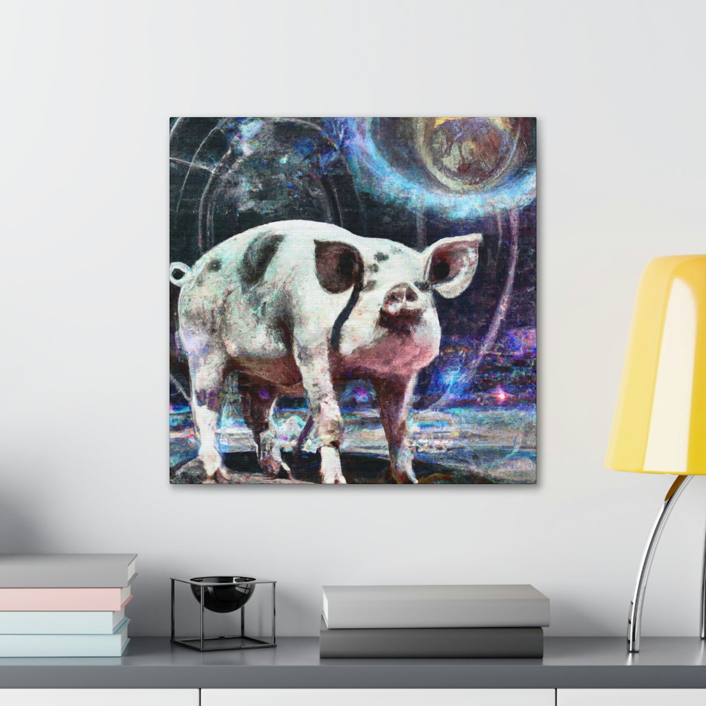 "Pot-Bellied Pig Dreamscape" - Canvas