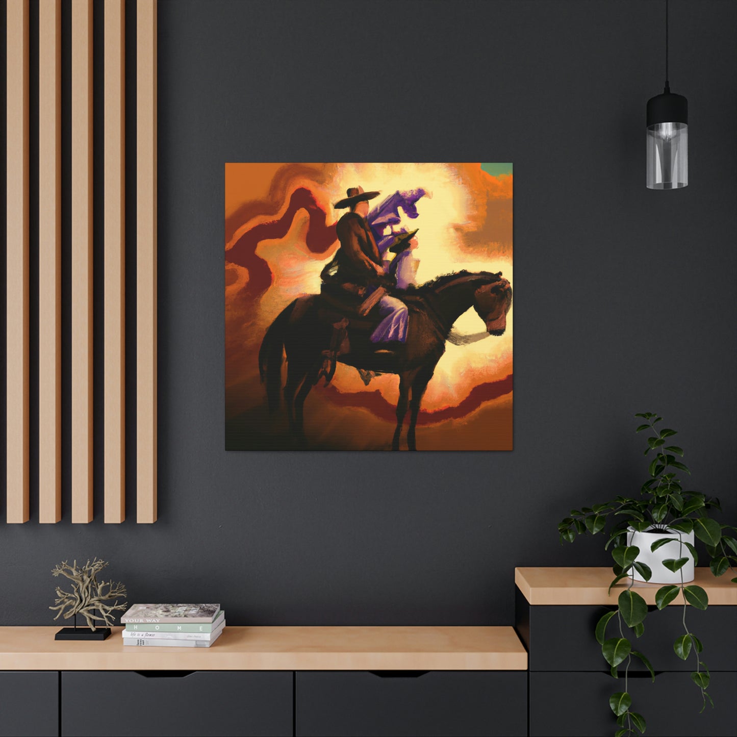 "Cowboy on Horseback Ride" - Canvas