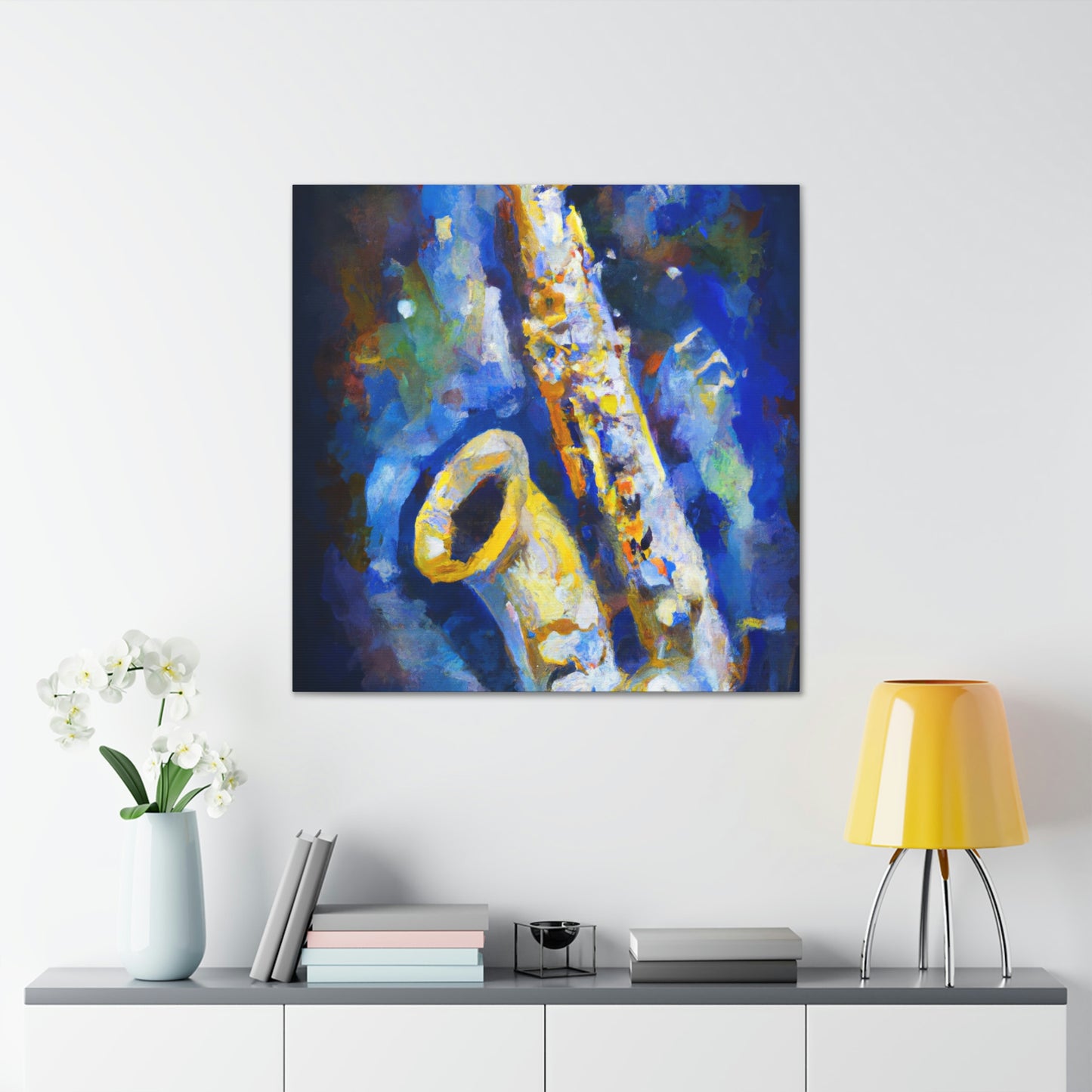 "Sax on Blue Canvas" - Canvas