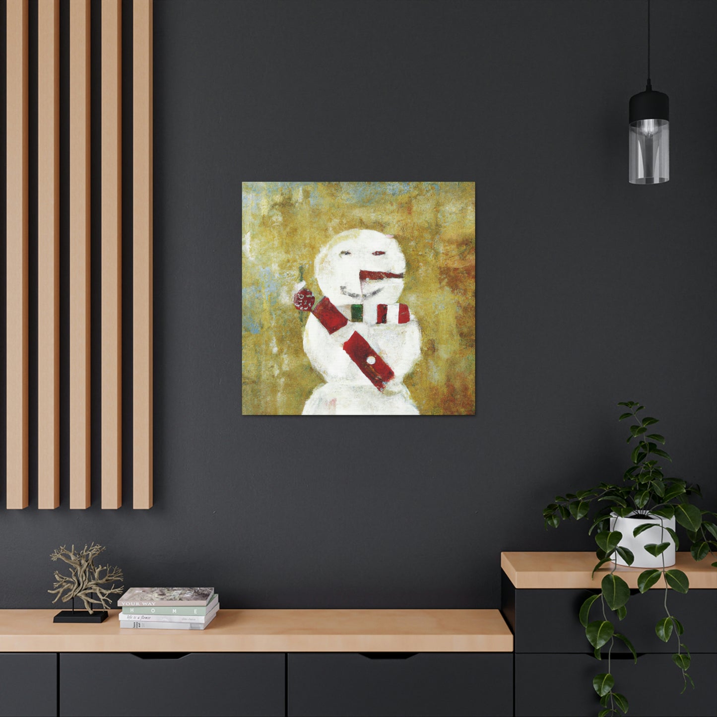 "Snowman in Winter Glow" - Canvas