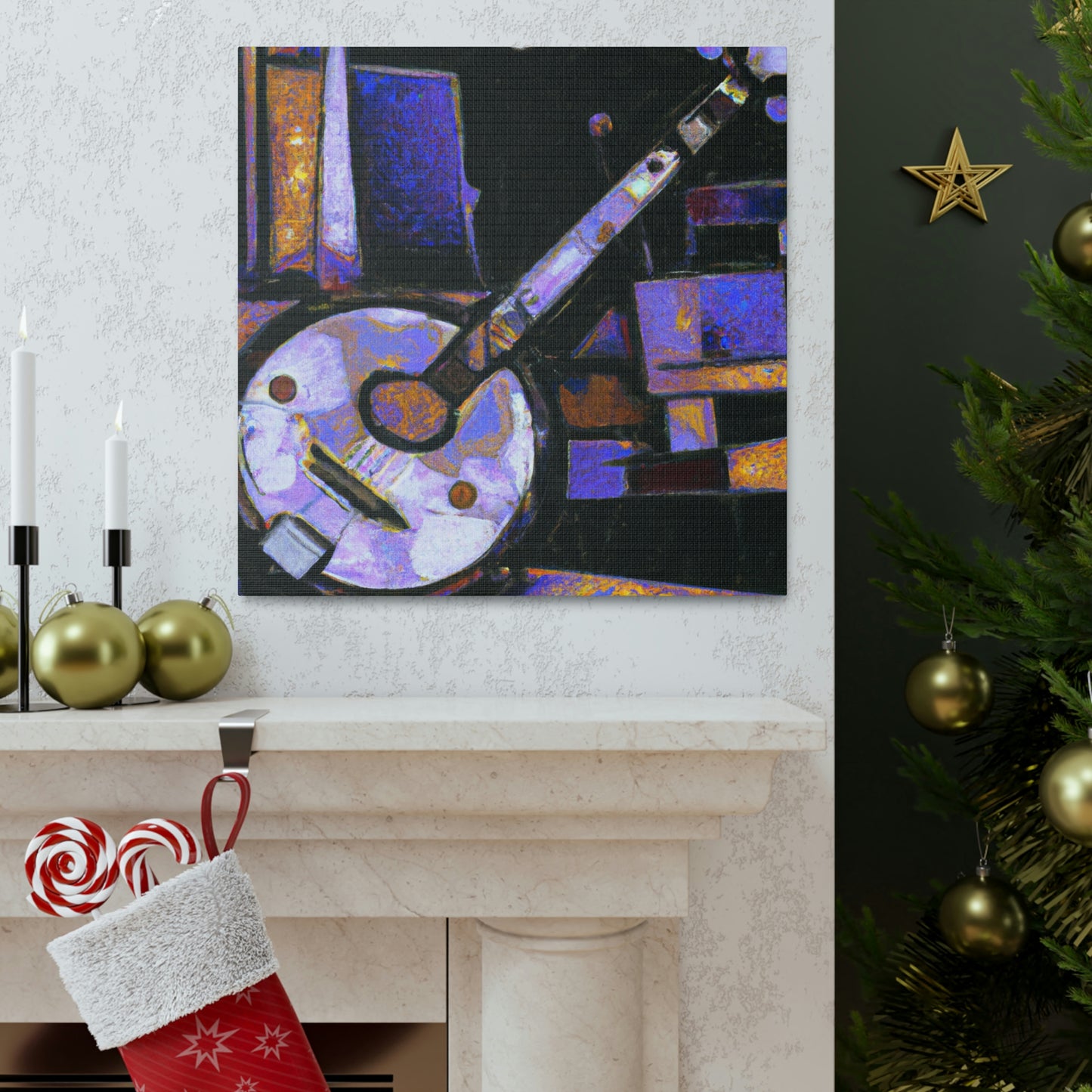 "Banjo in Blue Music" - Canvas