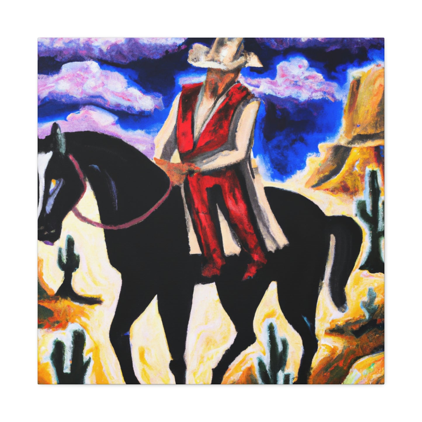 Wandering Cowboy Sunset - Canvas