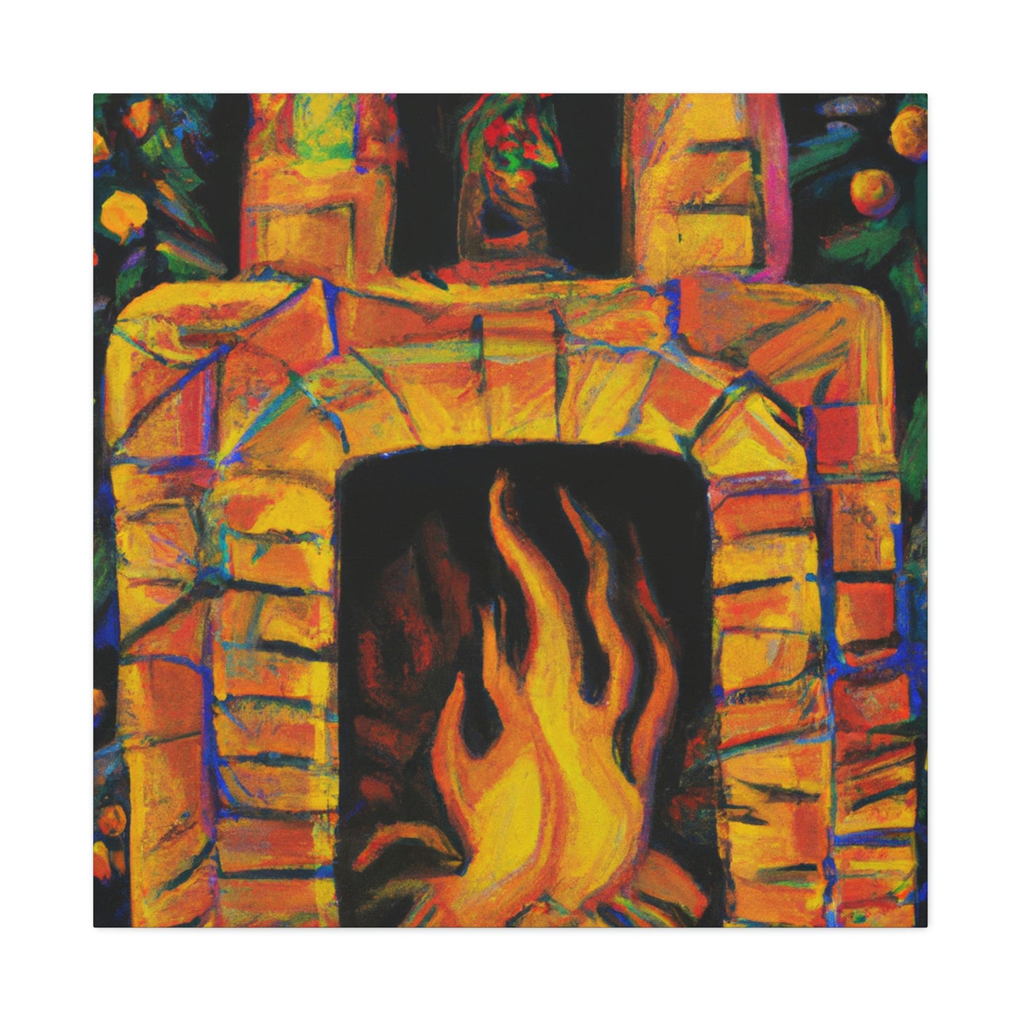 "Flaming Fireplace Flair" - Canvas