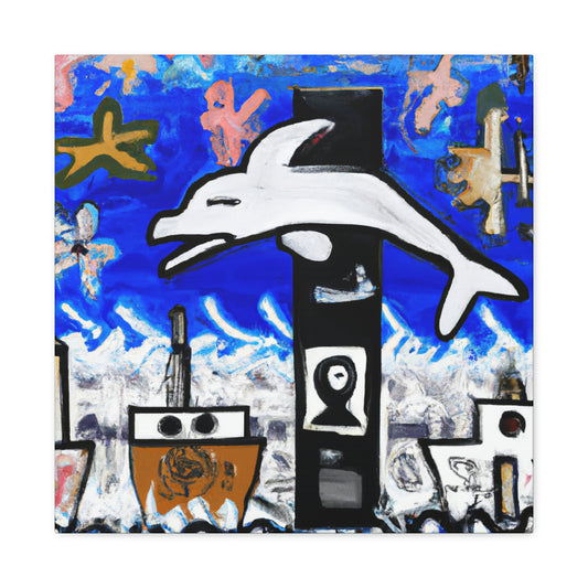 "Dolphin Dalliance Delightful" - Canvas