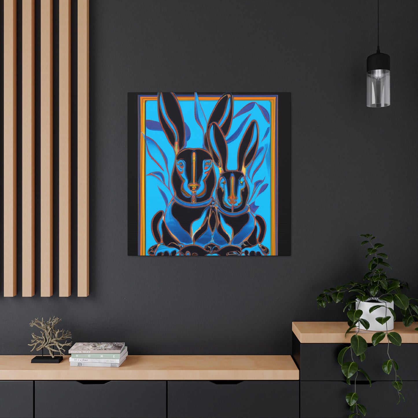 "Rabbits in Deco Land" - Canvas