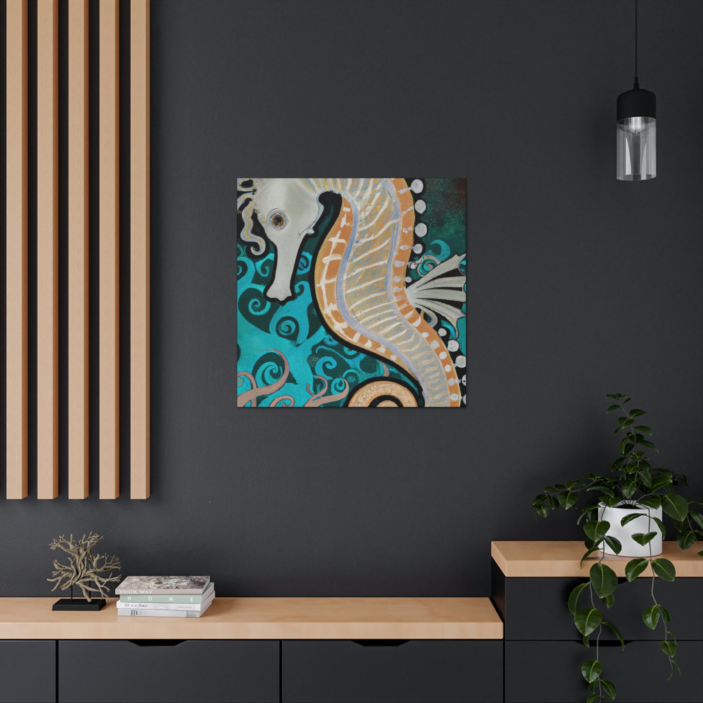 "Seahorse Art Deco Dream" - Canvas