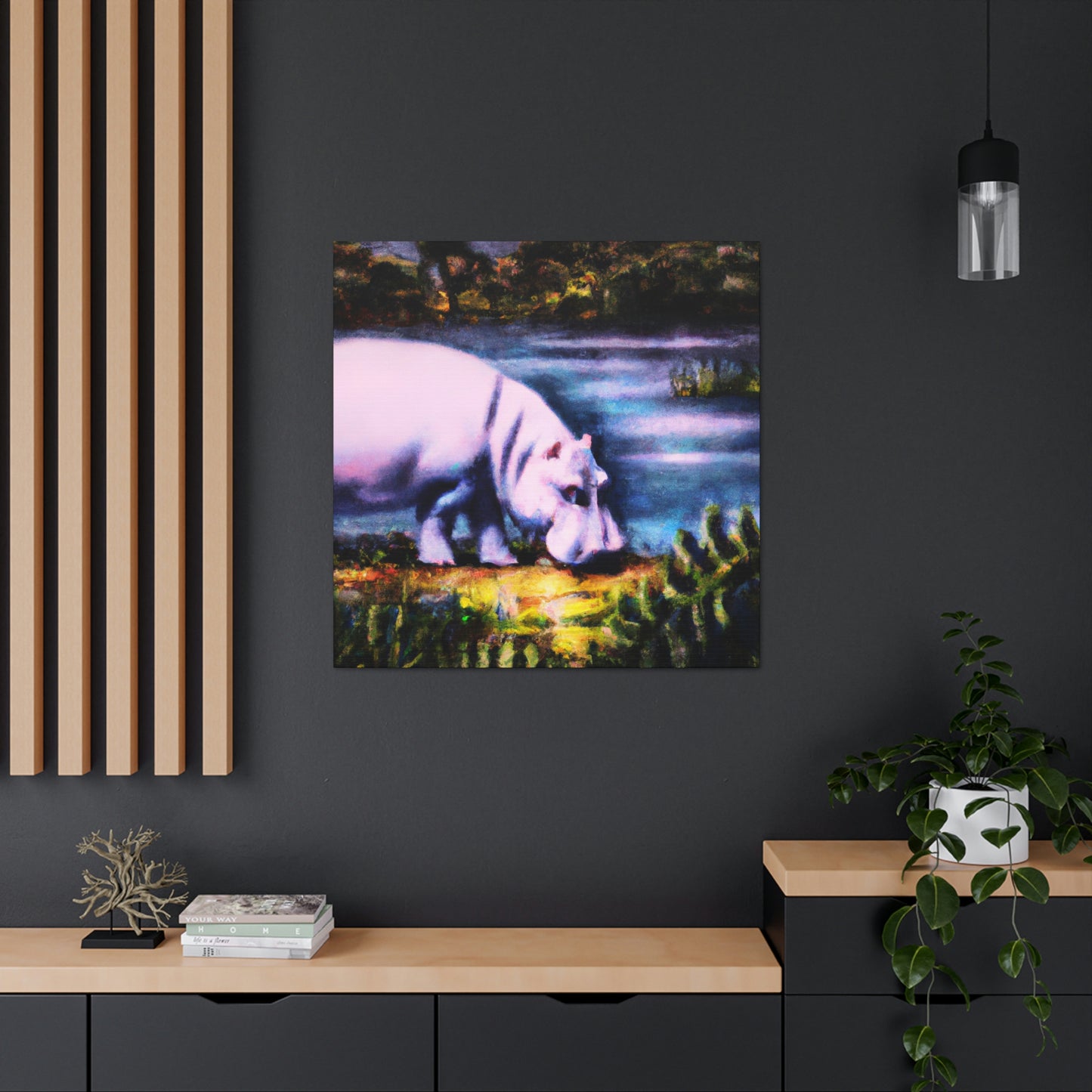 Hippo in Deco Style - Canvas