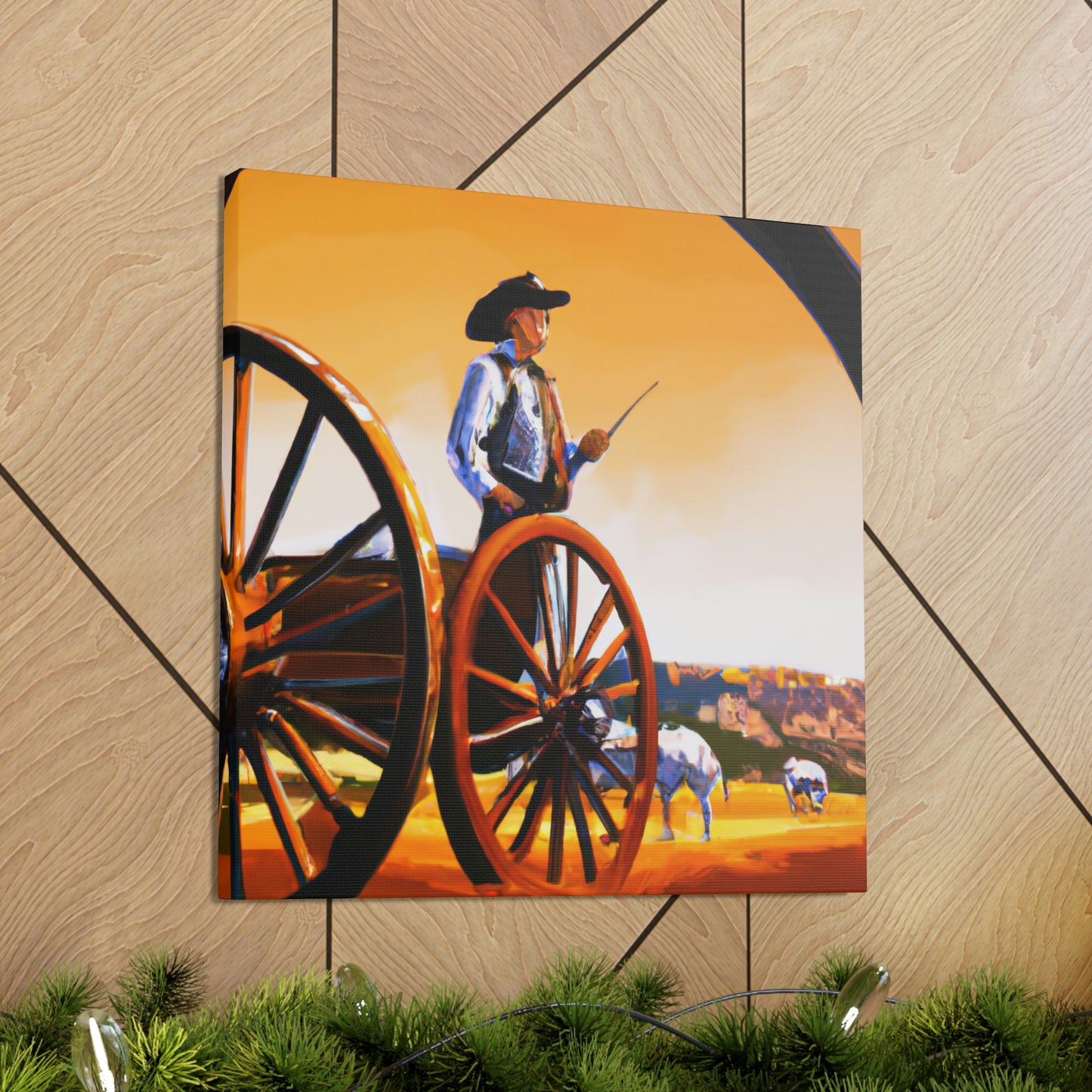 Aging Wooden Wagon Wheel - Canvas