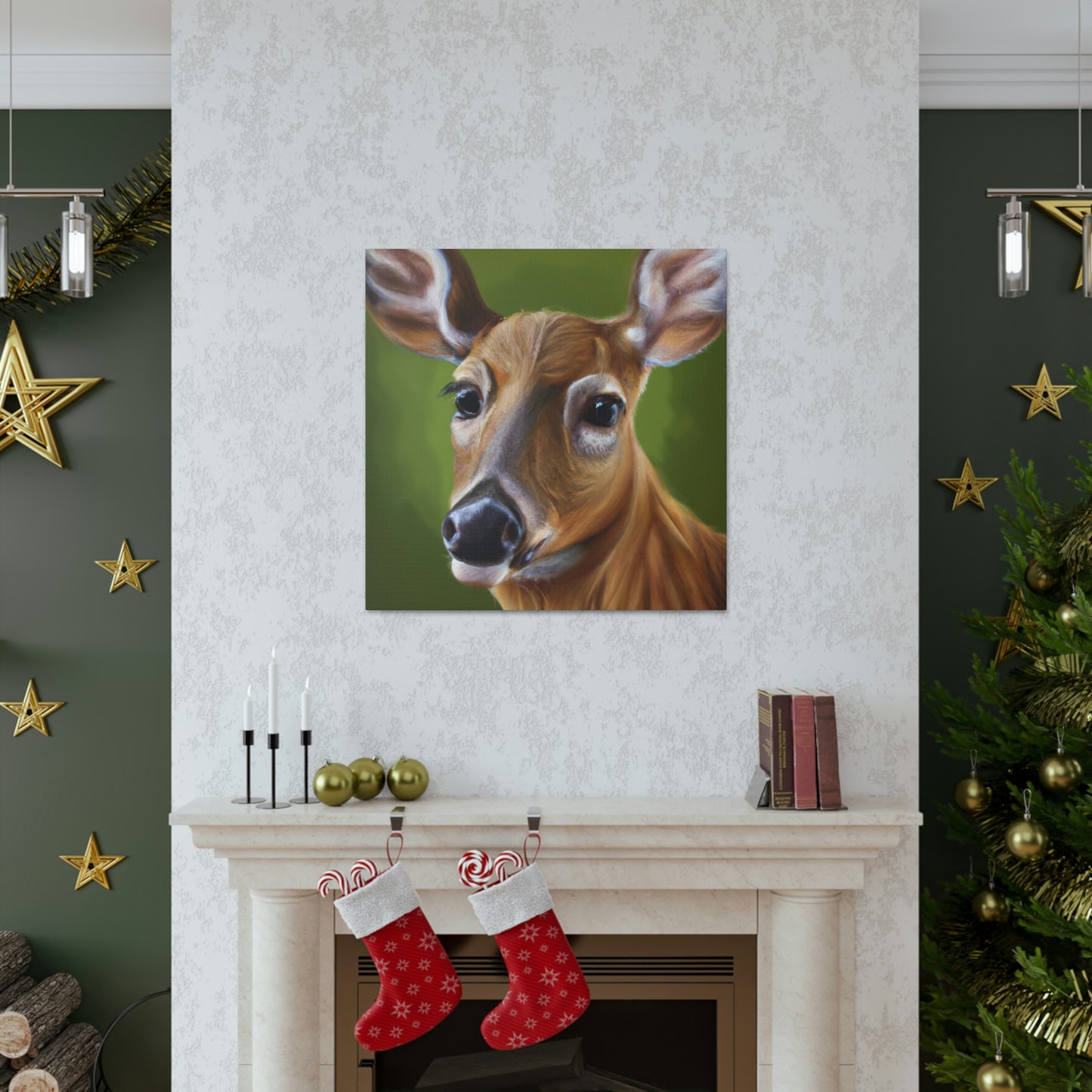 "Whitetail Deer in Snow" - Canvas