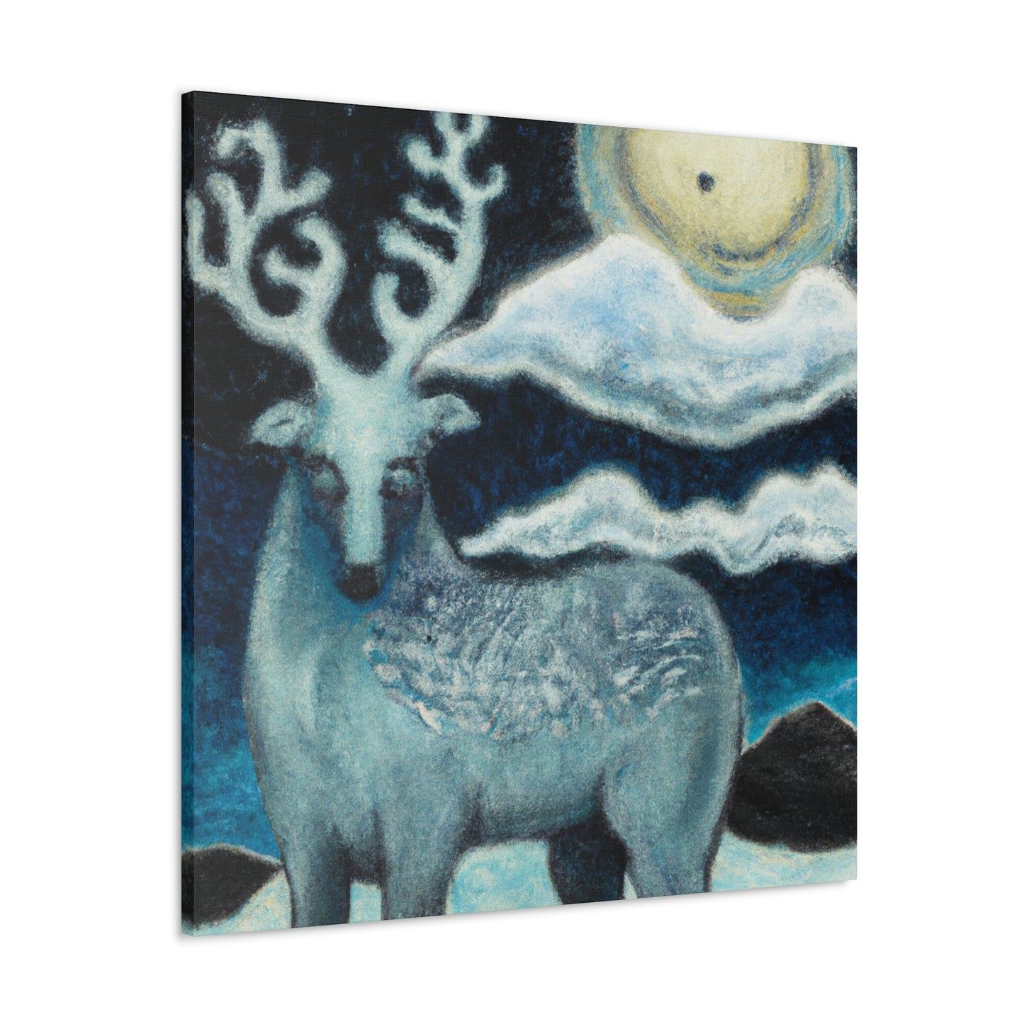 Reindeer Pointillism Scene - Canvas