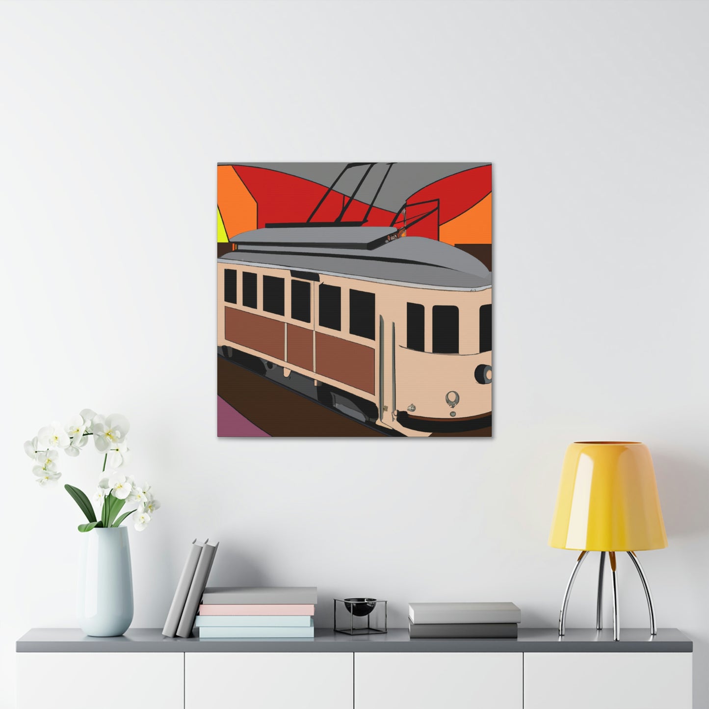 "Tram of Twinkling Lights" - Canvas