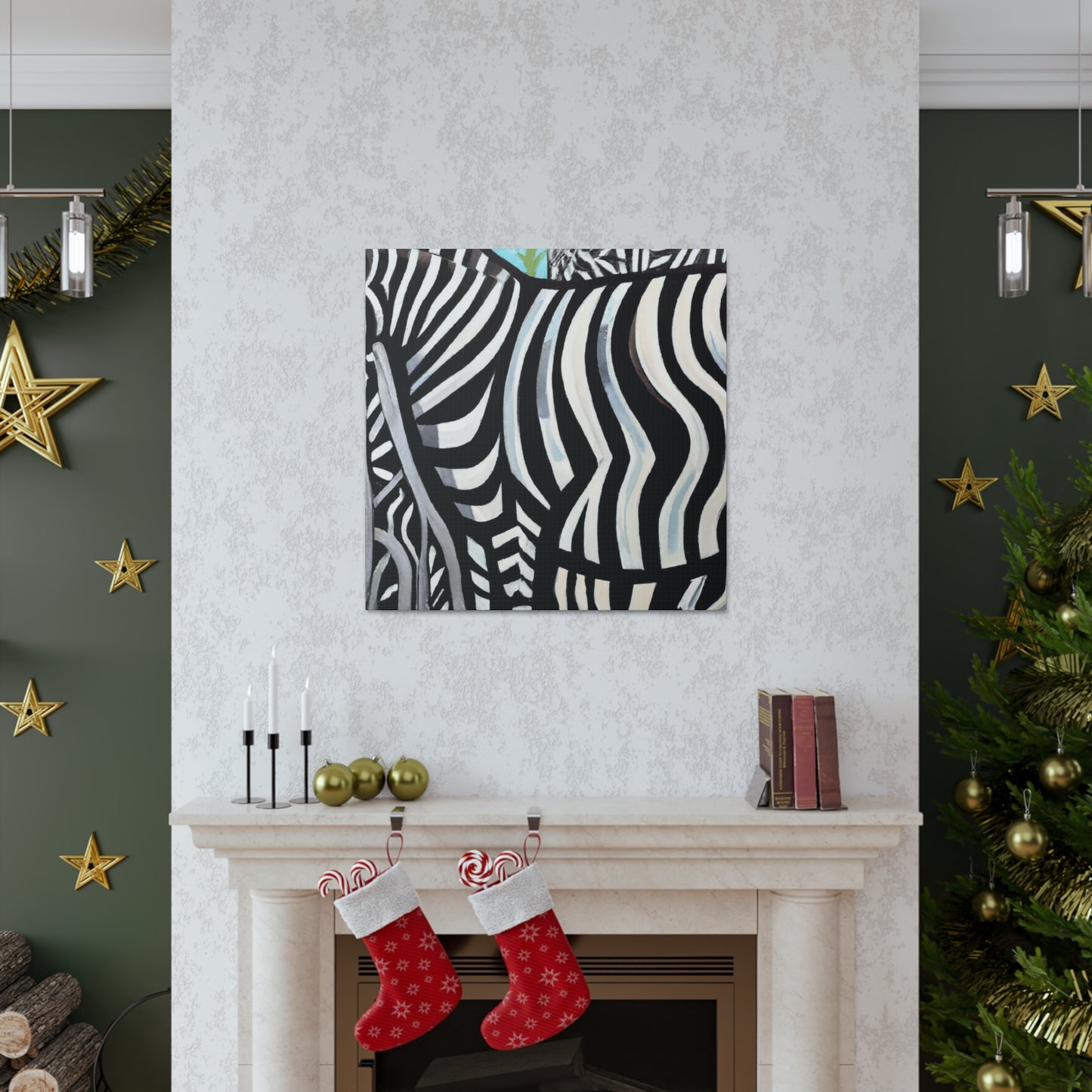 "Zebras Zooming Deco" - Canvas