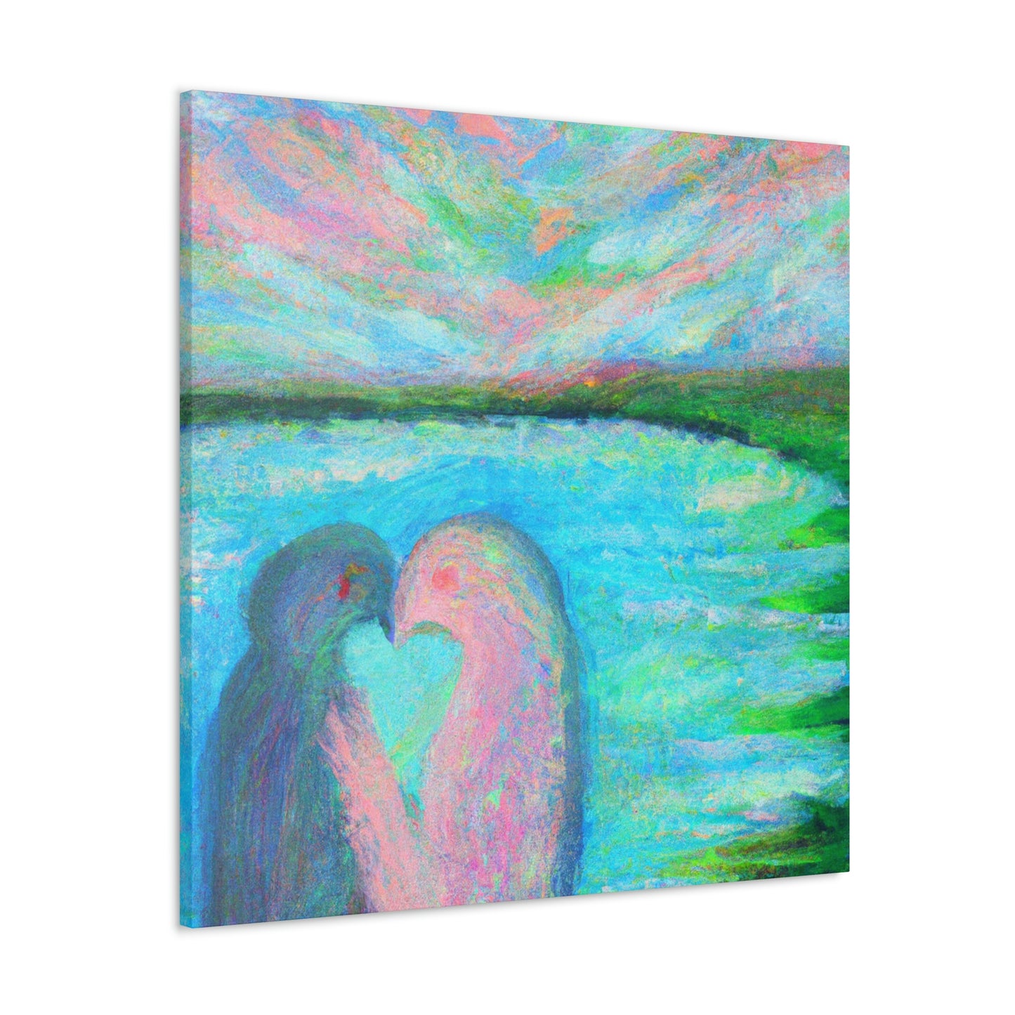 Lovebirds in Embrace - Canvas