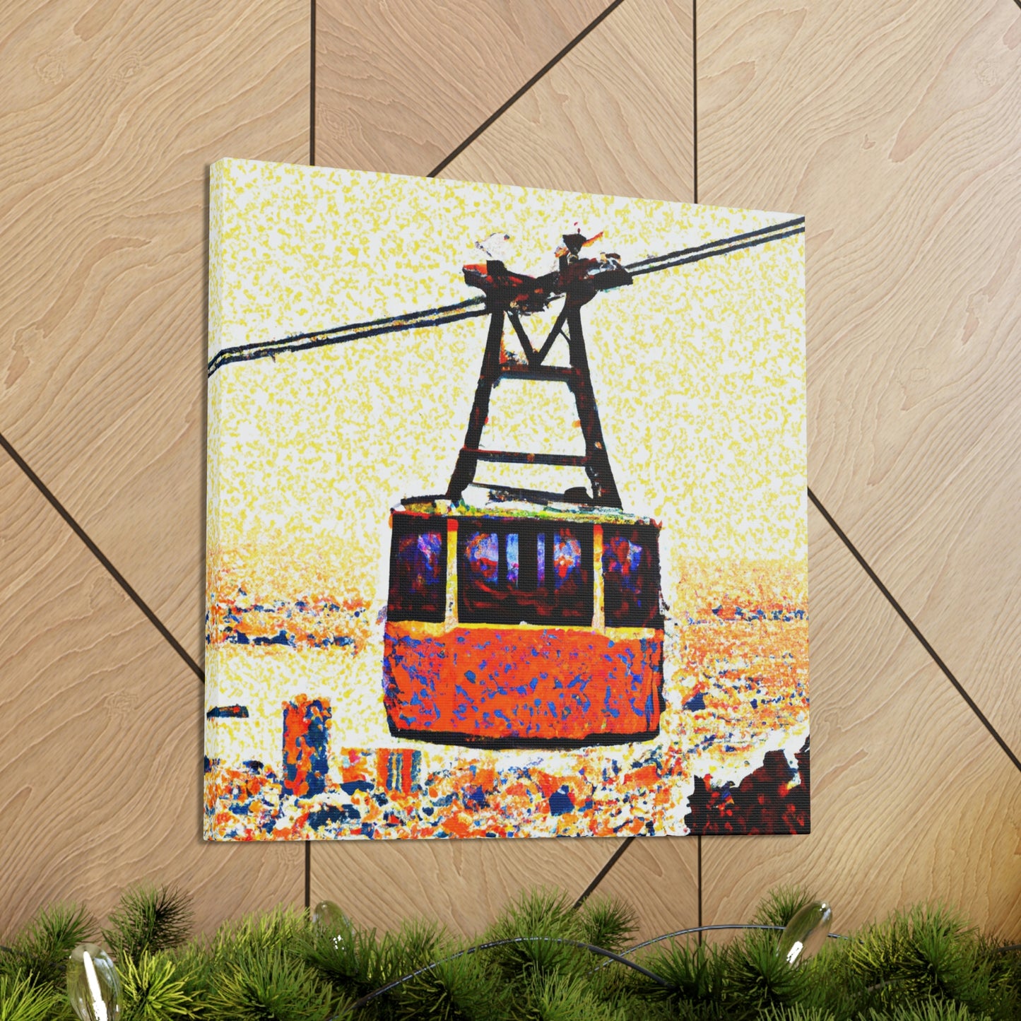 Cable Car Pointillism - Canvas