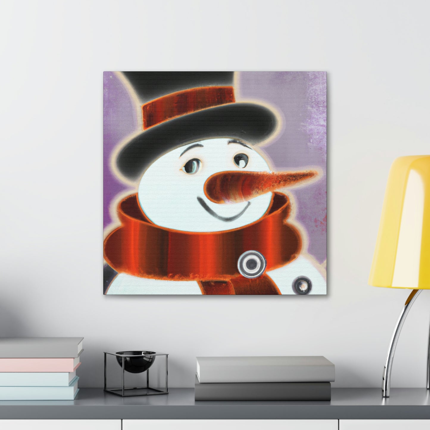 "Snowman's Art Deco Aura" - Canvas