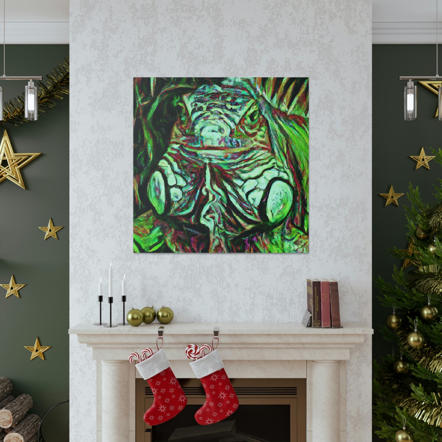 "Green Iguana Expressionism" - Canvas