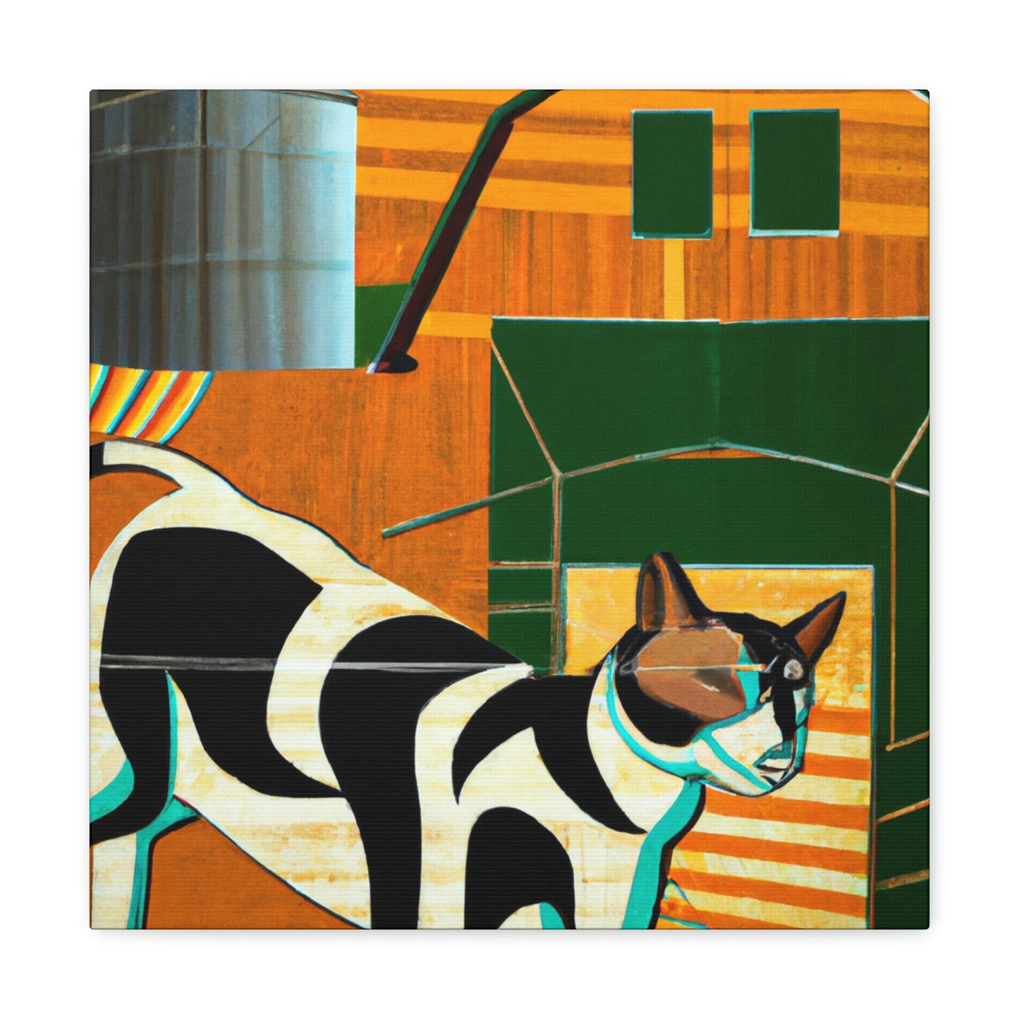 "Barn Cat Art Deco" - Canvas