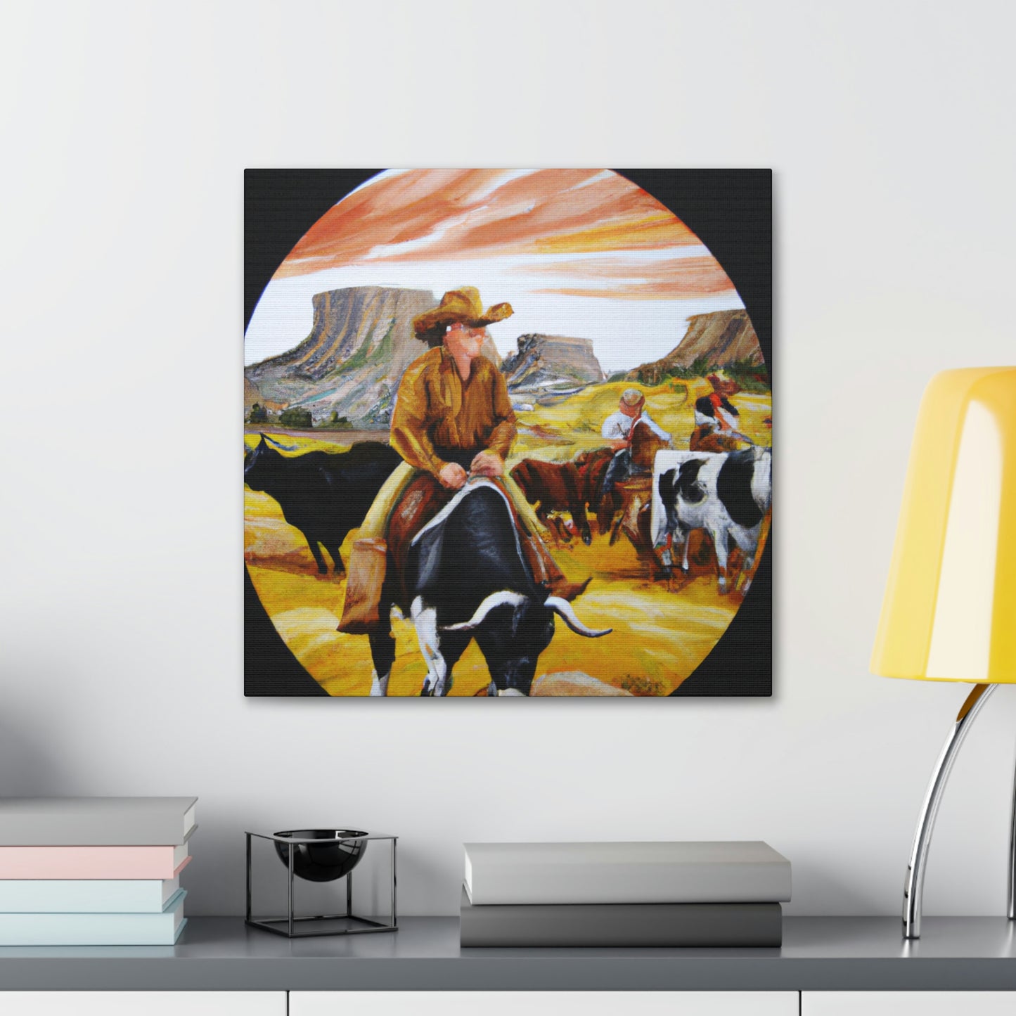 Cattle Round Up Scene - Canvas