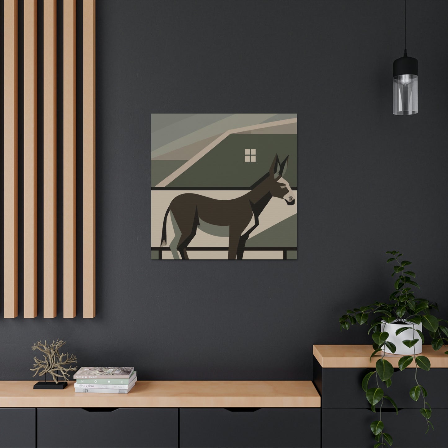 "Mules in Moonlight Deco" - Canvas