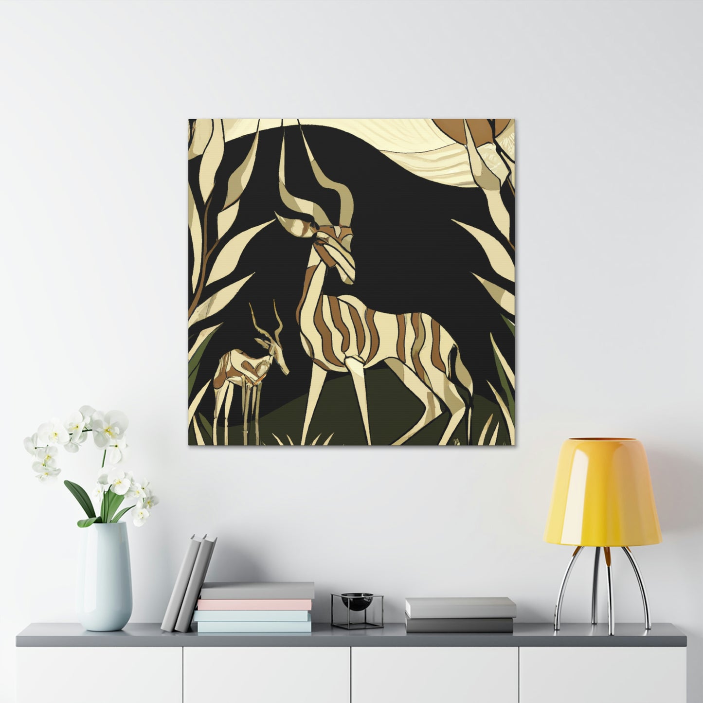 "Gazelle in Art Deco" - Canvas