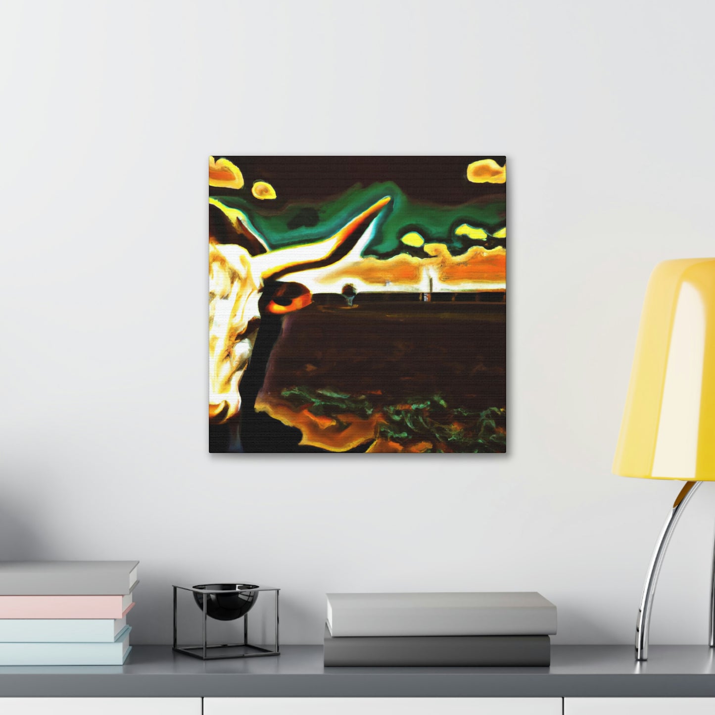 "Cow-Laden Texas Dreamscape" - Canvas