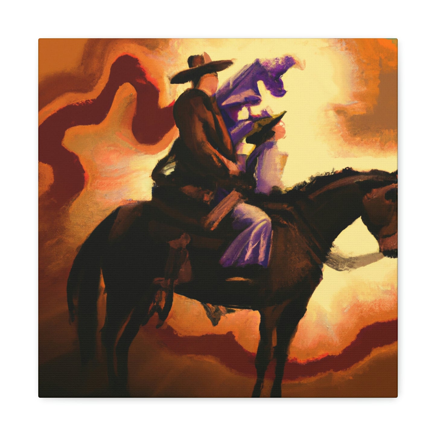 "Cowboy on Horseback Ride" - Canvas