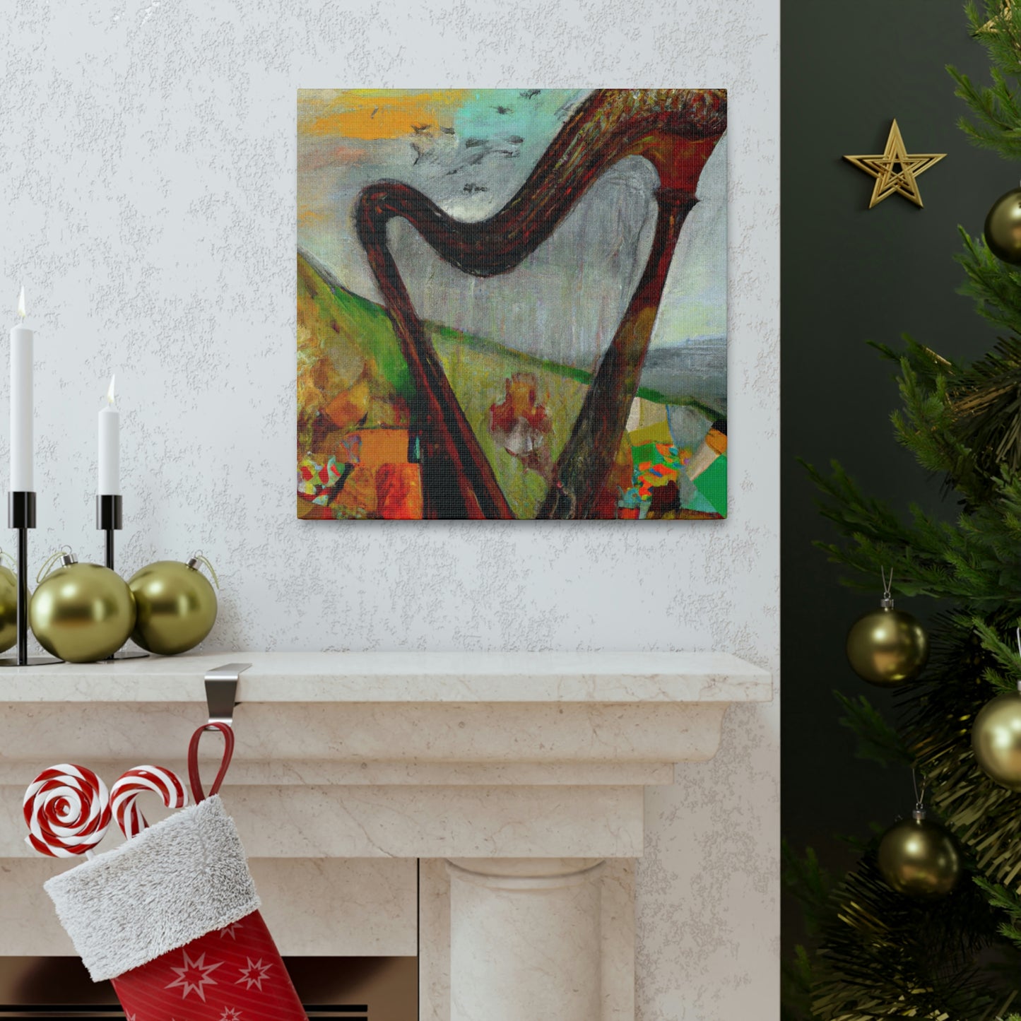 "Harp in Harmonious Colors" - Canvas