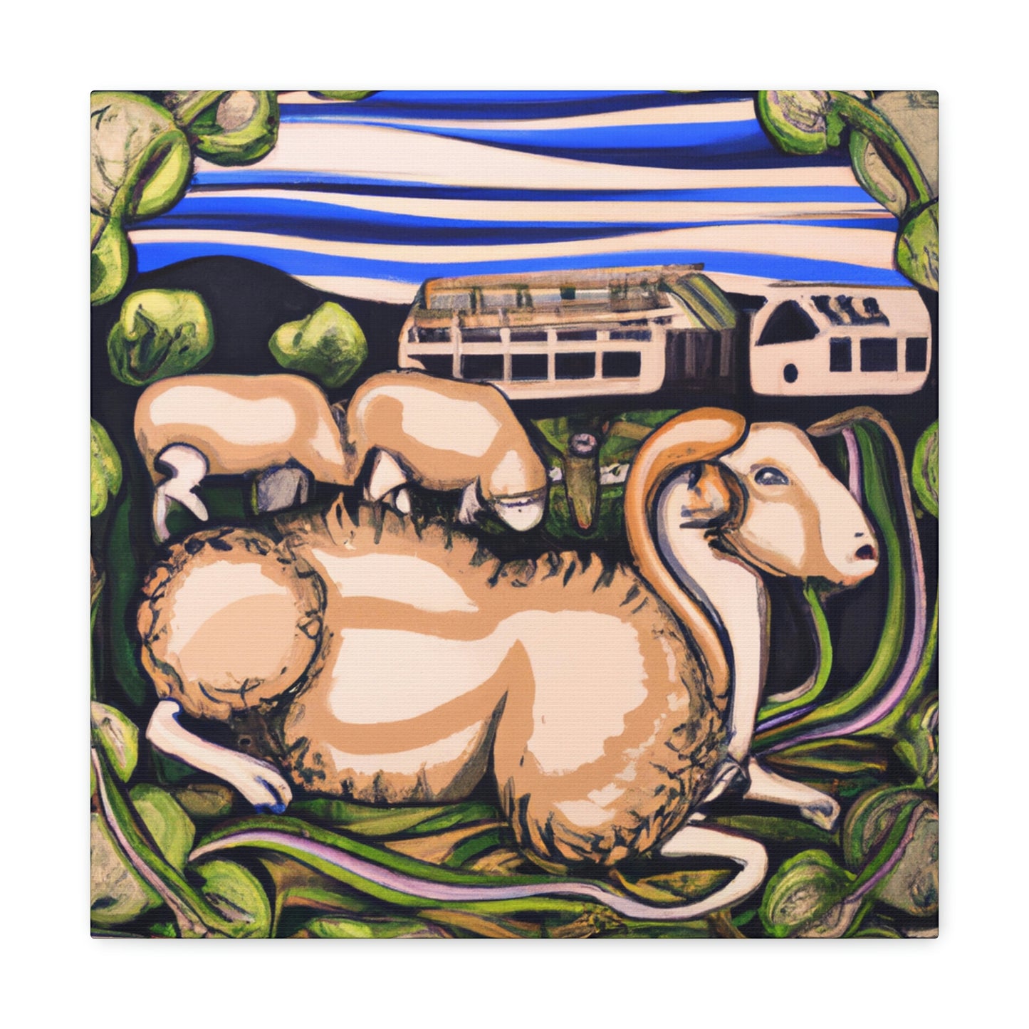 Sheep in Jamunarose - Canvas