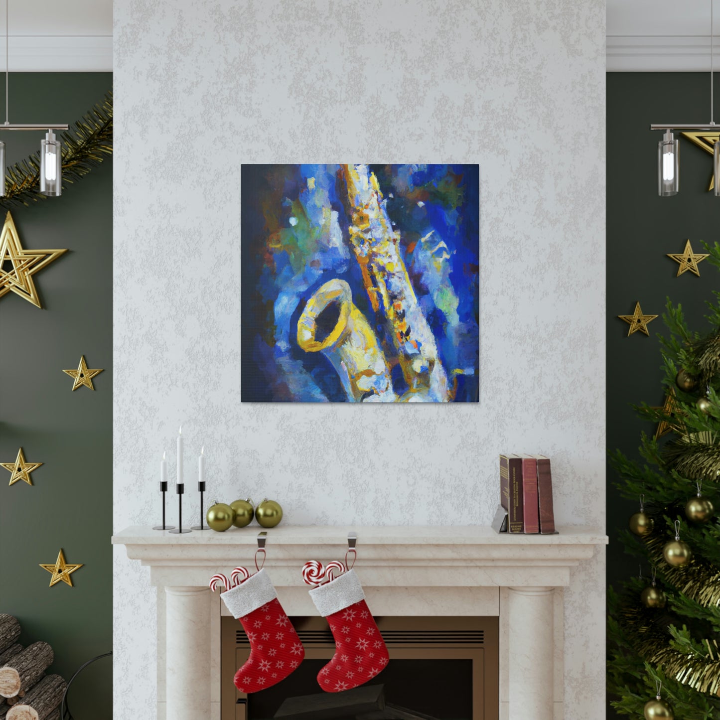 "Sax on Blue Canvas" - Canvas