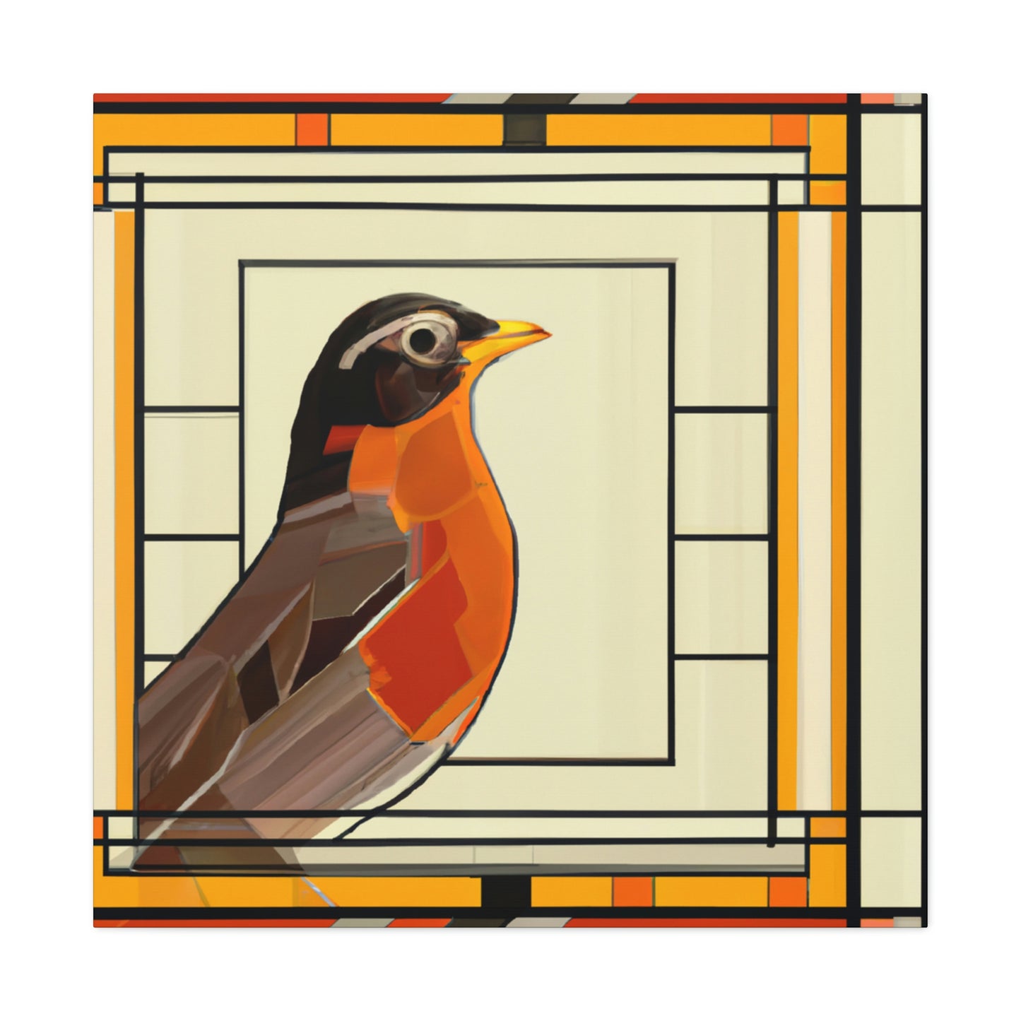 "Singing Art Deco Robin" - Canvas