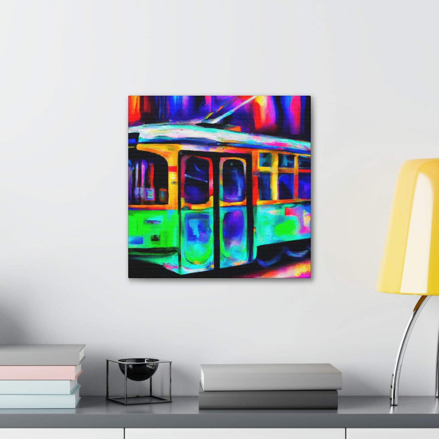 "Trams at Sunset Glowing" - Canvas