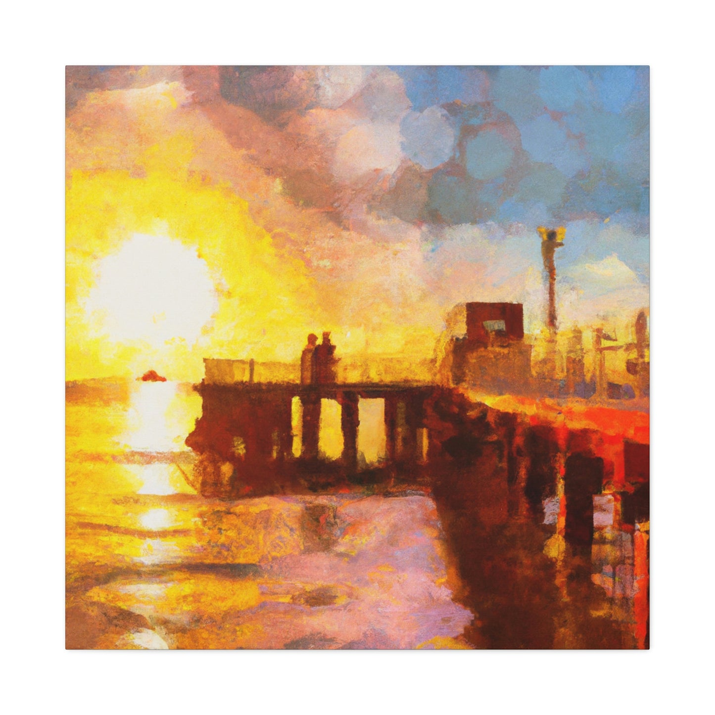 Pier Sunlit Reflection - Canvas